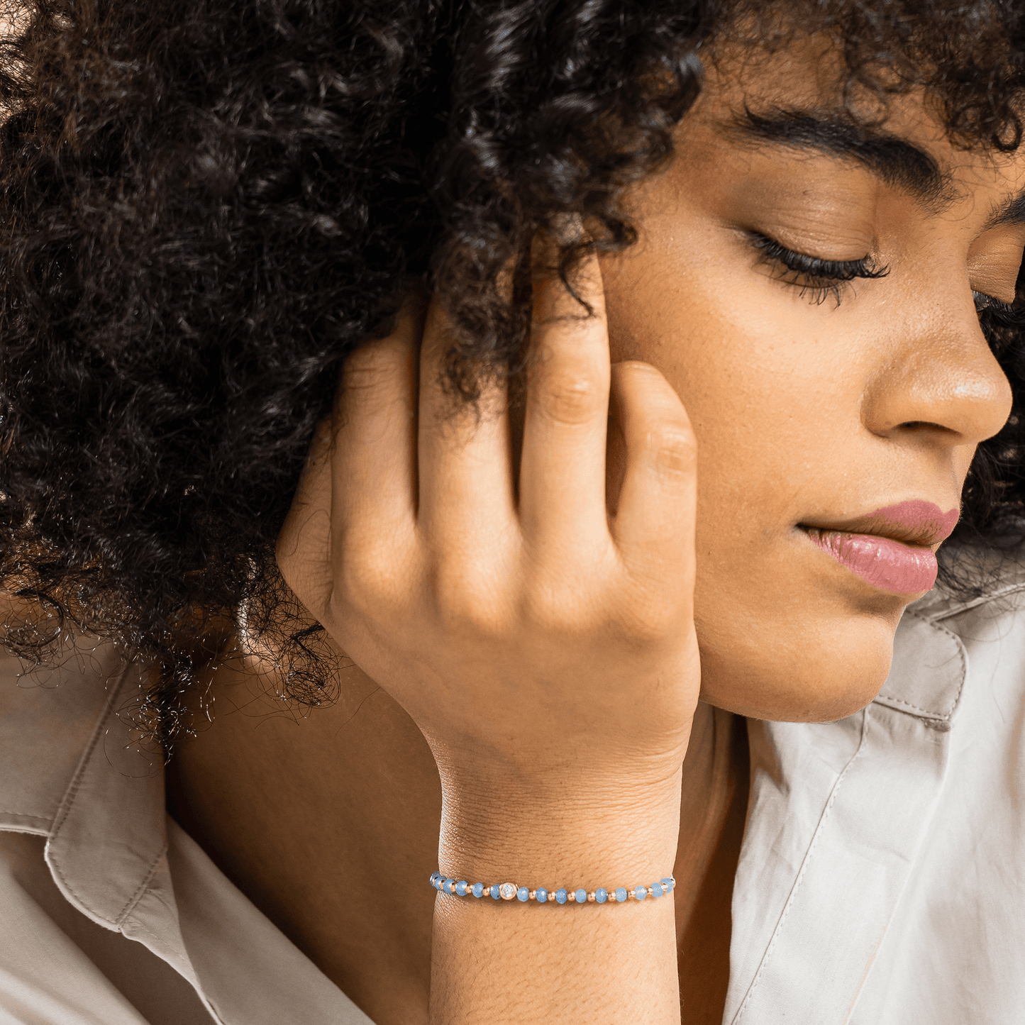 Apatite Gemstone String of Love Bracelet for Inspiration - 14K Rose Gold Bracelets 14K Solid Gold