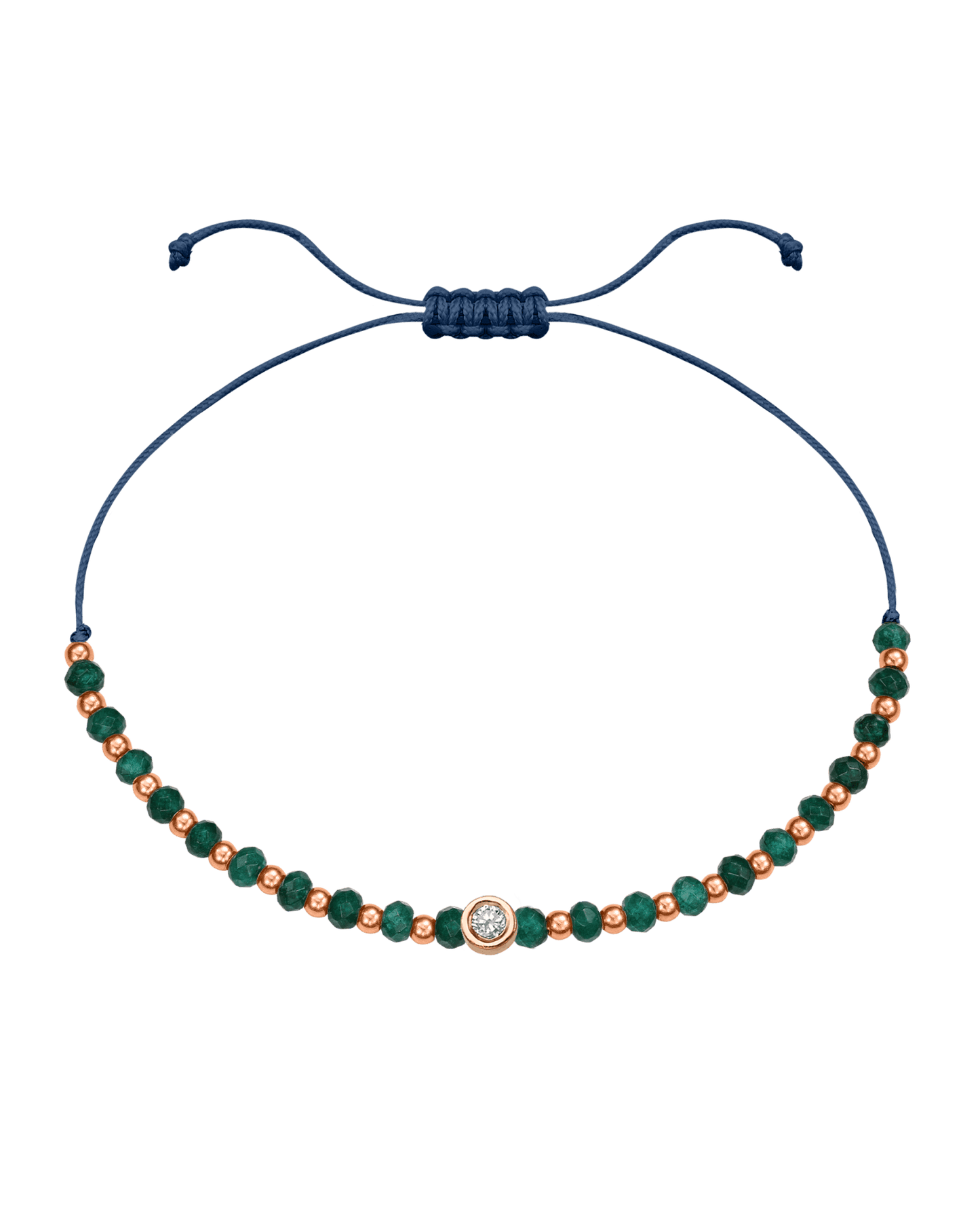 Aventurine Gemstone String of Love Bracelet for Luck - 14K Rose Gold Bracelets 14K Solid Gold Indigo Medium: 0.04ct