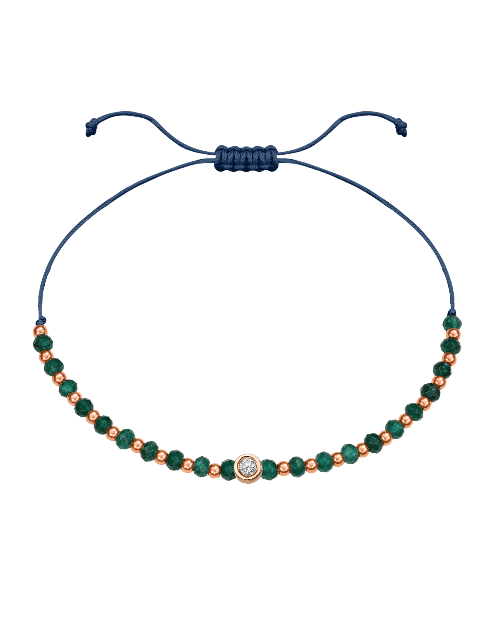 Aventurine Gemstone String of Love Bracelet for Luck - 14K Rose Gold Bracelets 14K Solid Gold Indigo Medium: 0.04ct