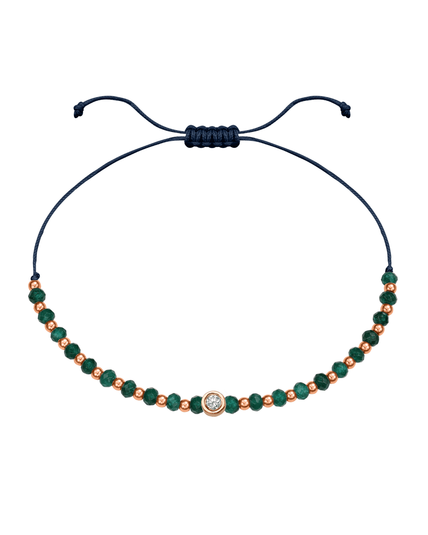 Aventurine Gemstone String of Love Bracelet for Luck - 14K Rose Gold Bracelets 14K Solid Gold Navy Blue Medium: 0.04ct