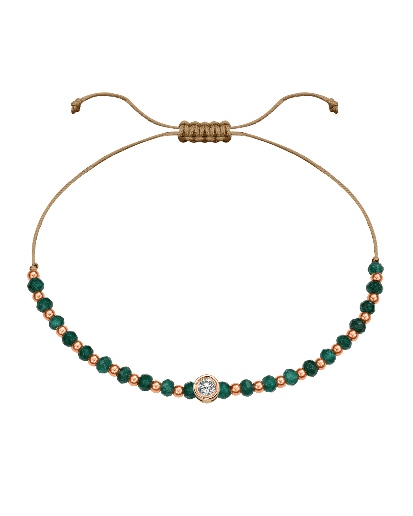 Aventurine Gemstone String of Love Bracelet for Luck - 14K Rose Gold Bracelets 14K Solid Gold Camel Large: 0.1ct
