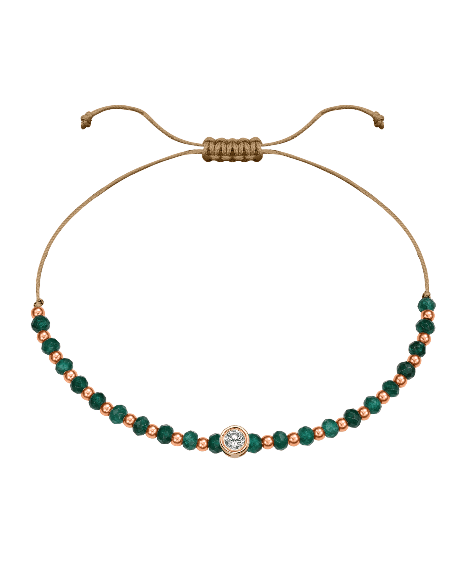 Aventurine Gemstone String of Love Bracelet for Luck - 14K Rose Gold Bracelets 14K Solid Gold Camel Large: 0.1ct