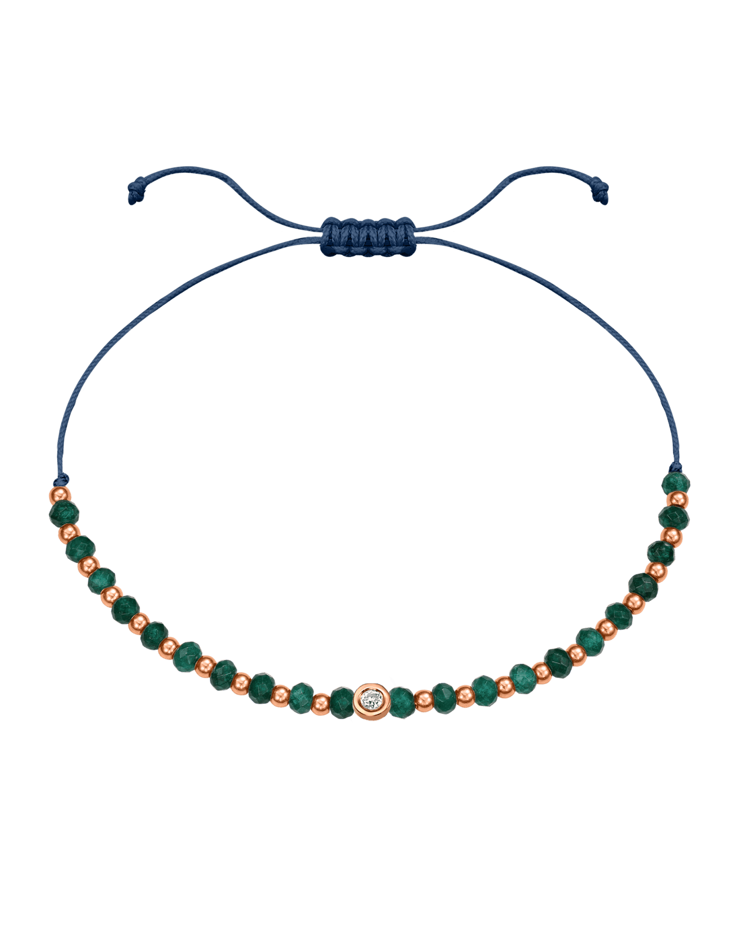 Aventurine Gemstone String of Love Bracelet for Luck - 14K Rose Gold Bracelets 14K Solid Gold Indigo Small: 0.03ct