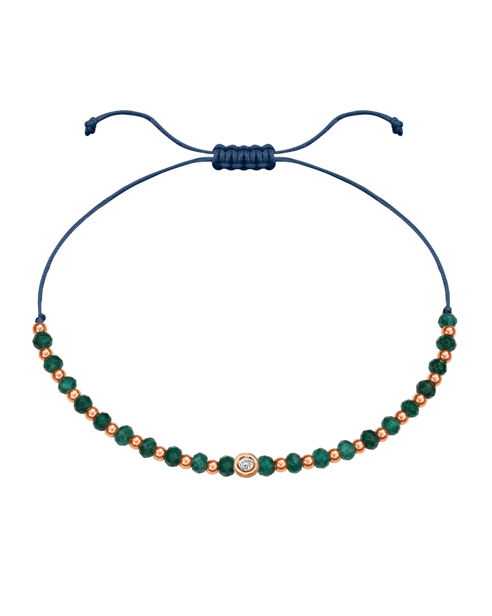 Aventurine Gemstone String of Love Bracelet for Luck - 14K Rose Gold Bracelets 14K Solid Gold Indigo Small: 0.03ct