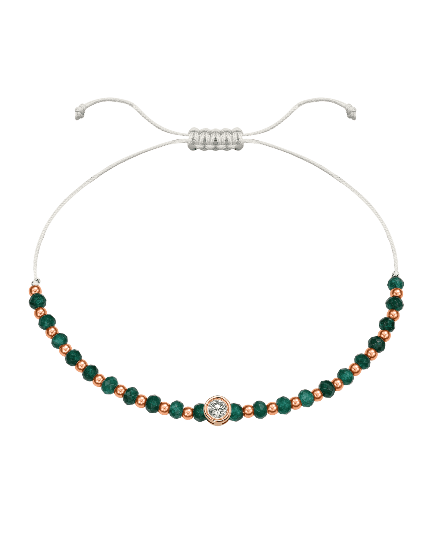 Aventurine Gemstone String of Love Bracelet for Luck - 14K Rose Gold Bracelets 14K Solid Gold Pearl Large: 0.1ct