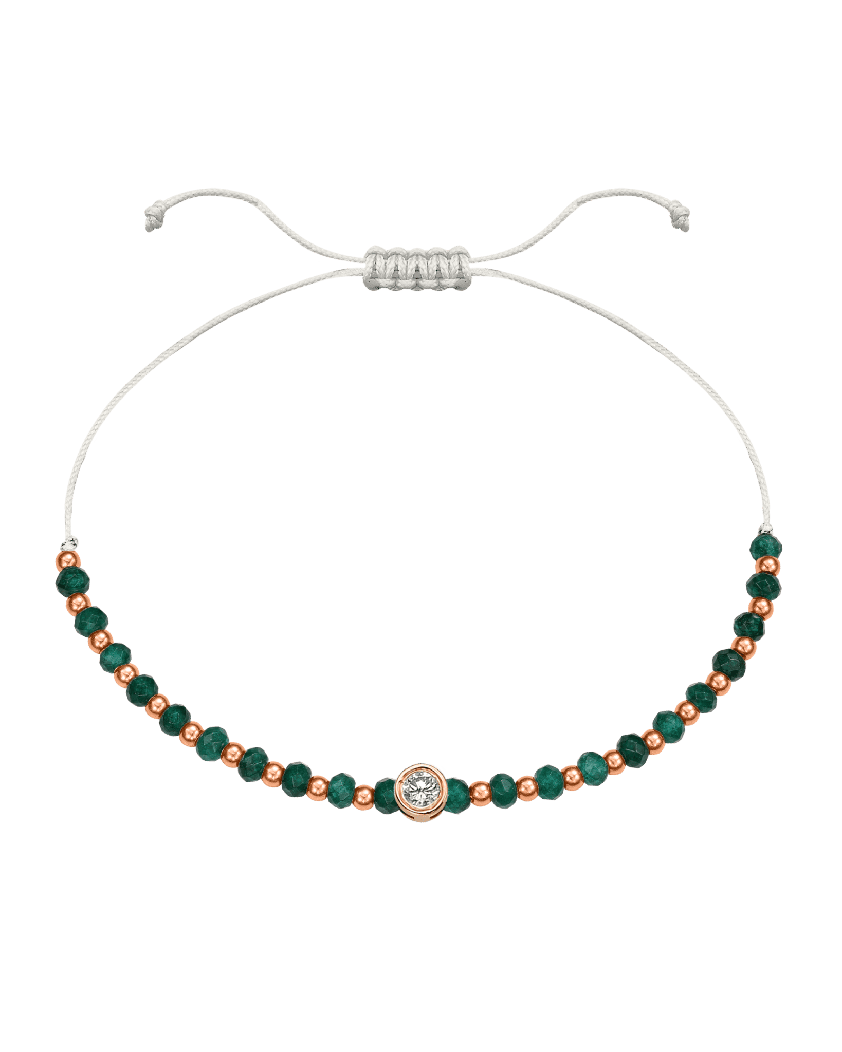 Aventurine Gemstone String of Love Bracelet for Luck - 14K Rose Gold Bracelets 14K Solid Gold Pearl Large: 0.1ct