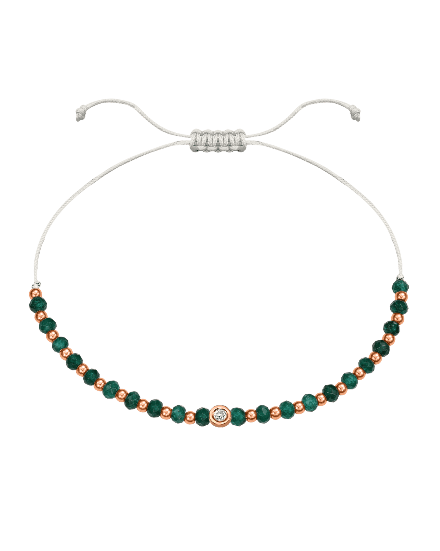 Aventurine Gemstone String of Love Bracelet for Luck - 14K Rose Gold Bracelets 14K Solid Gold Pearl Small: 0.03ct