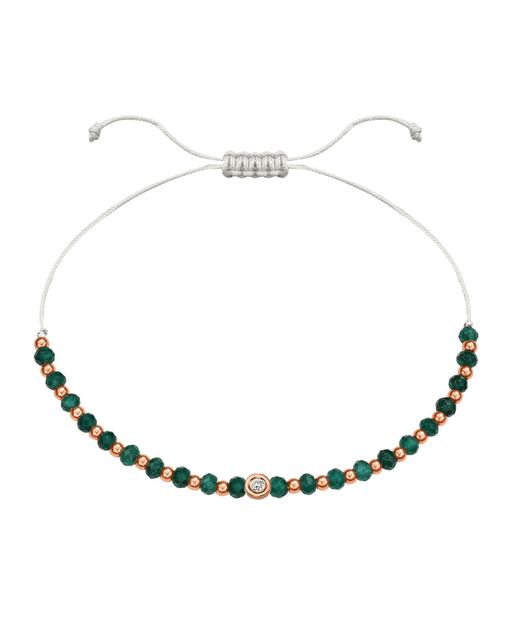 Aventurine Gemstone String of Love Bracelet for Luck - 14K Rose Gold Bracelets 14K Solid Gold Pearl Small: 0.03ct