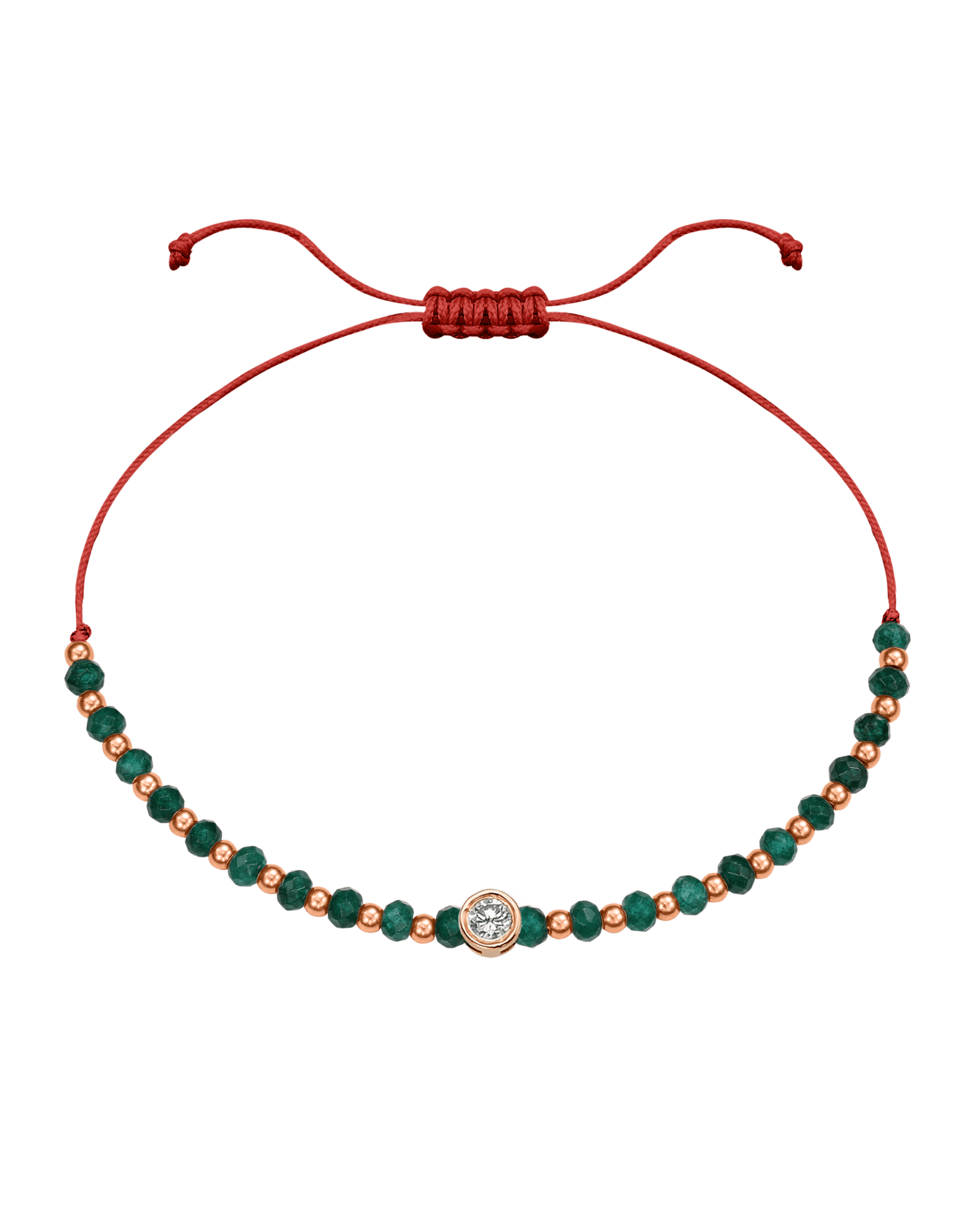 Aventurine Gemstone String of Love Bracelet for Luck - 14K Rose Gold Bracelets 14K Solid Gold Red Large: 0.1ct