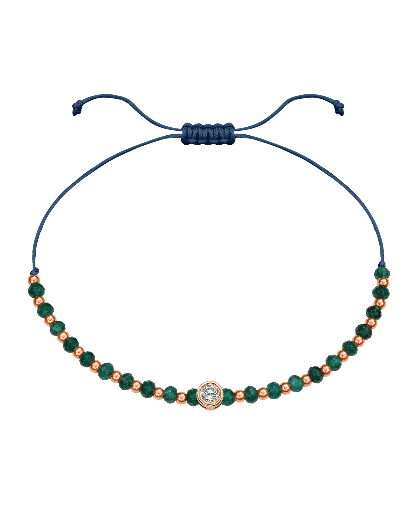 Aventurine Gemstone String of Love Bracelet for Luck - 14K Rose Gold Bracelets 14K Solid Gold Indigo Large: 0.1ct