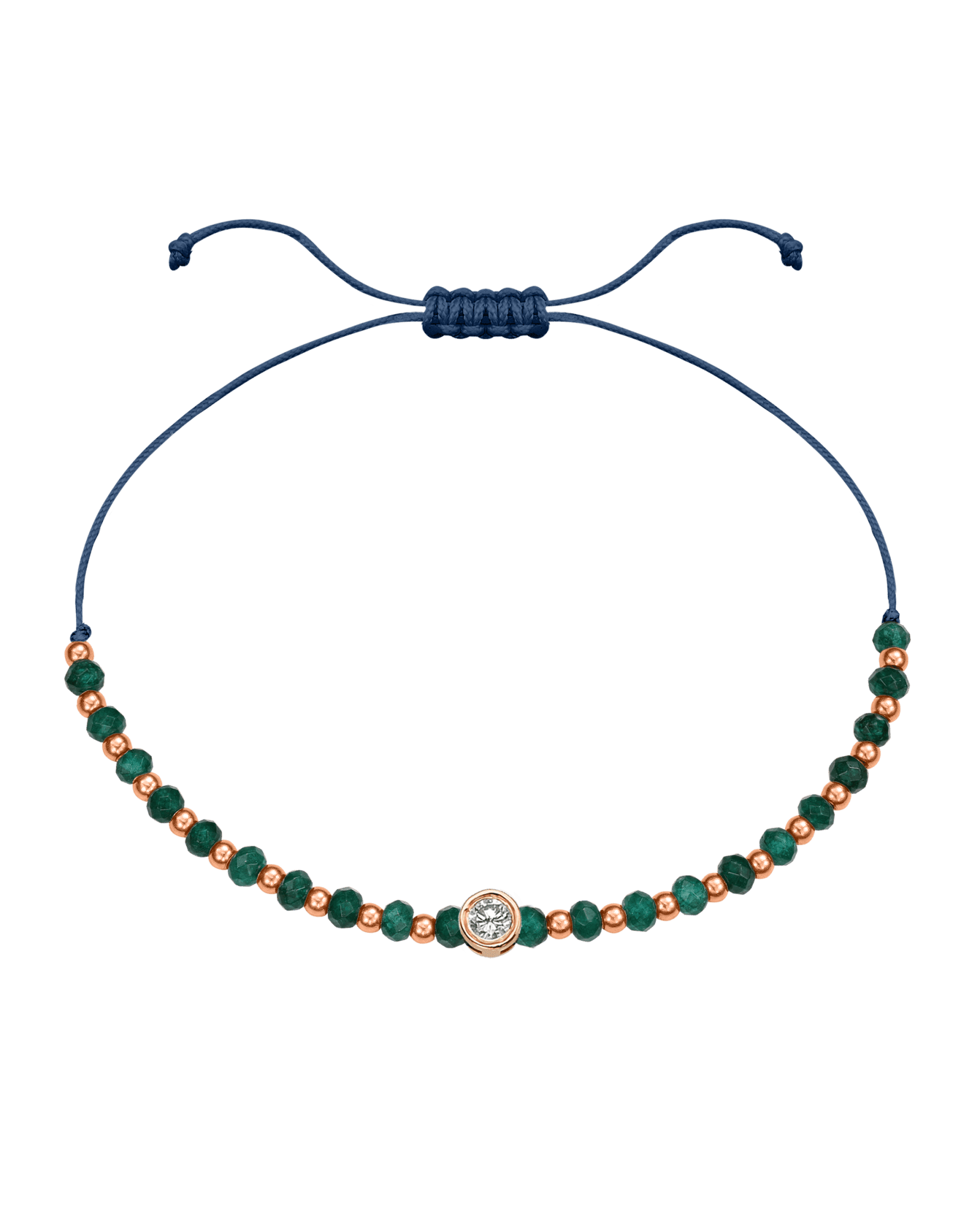 Aventurine Gemstone String of Love Bracelet for Luck - 14K Rose Gold Bracelets 14K Solid Gold Indigo Large: 0.1ct