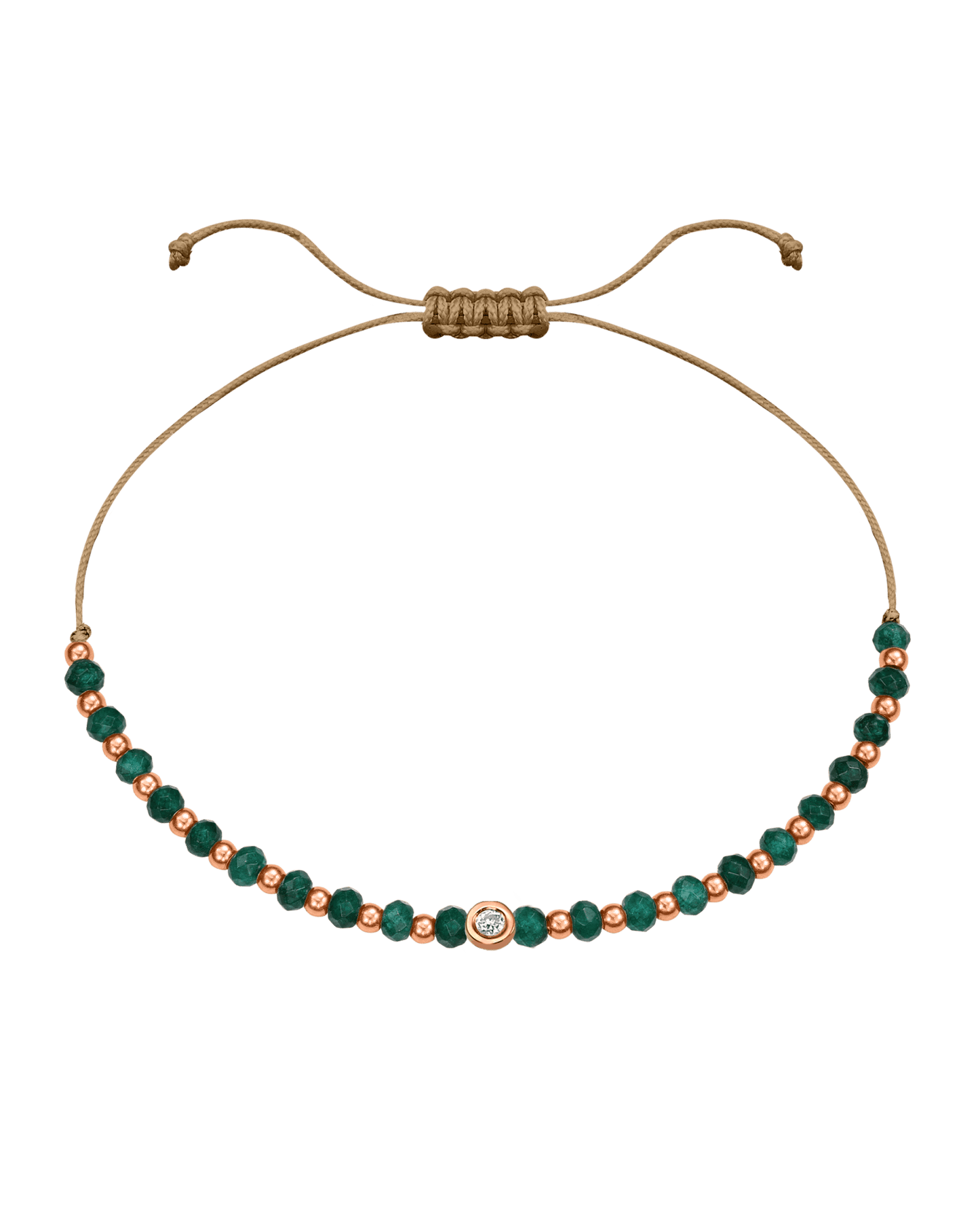 Aventurine Gemstone String of Love Bracelet for Luck - 14K Rose Gold Bracelets 14K Solid Gold Camel Small: 0.03ct