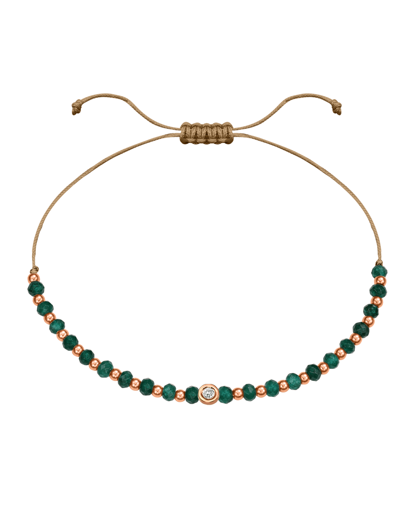 Aventurine Gemstone String of Love Bracelet for Luck - 14K Rose Gold Bracelets 14K Solid Gold Camel Small: 0.03ct