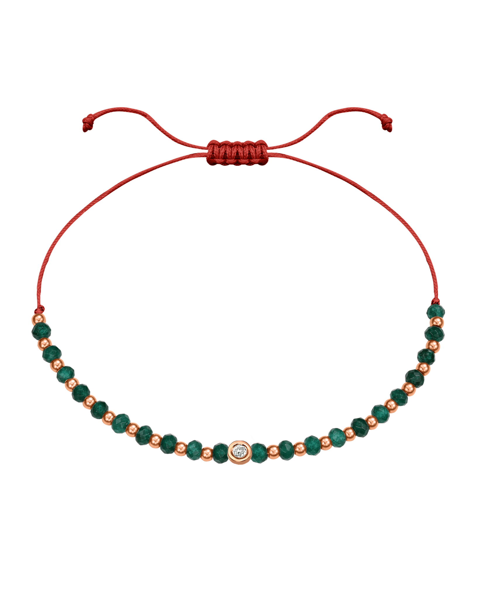 Aventurine Gemstone String of Love Bracelet for Luck - 14K Rose Gold Bracelets 14K Solid Gold Red Small: 0.03ct