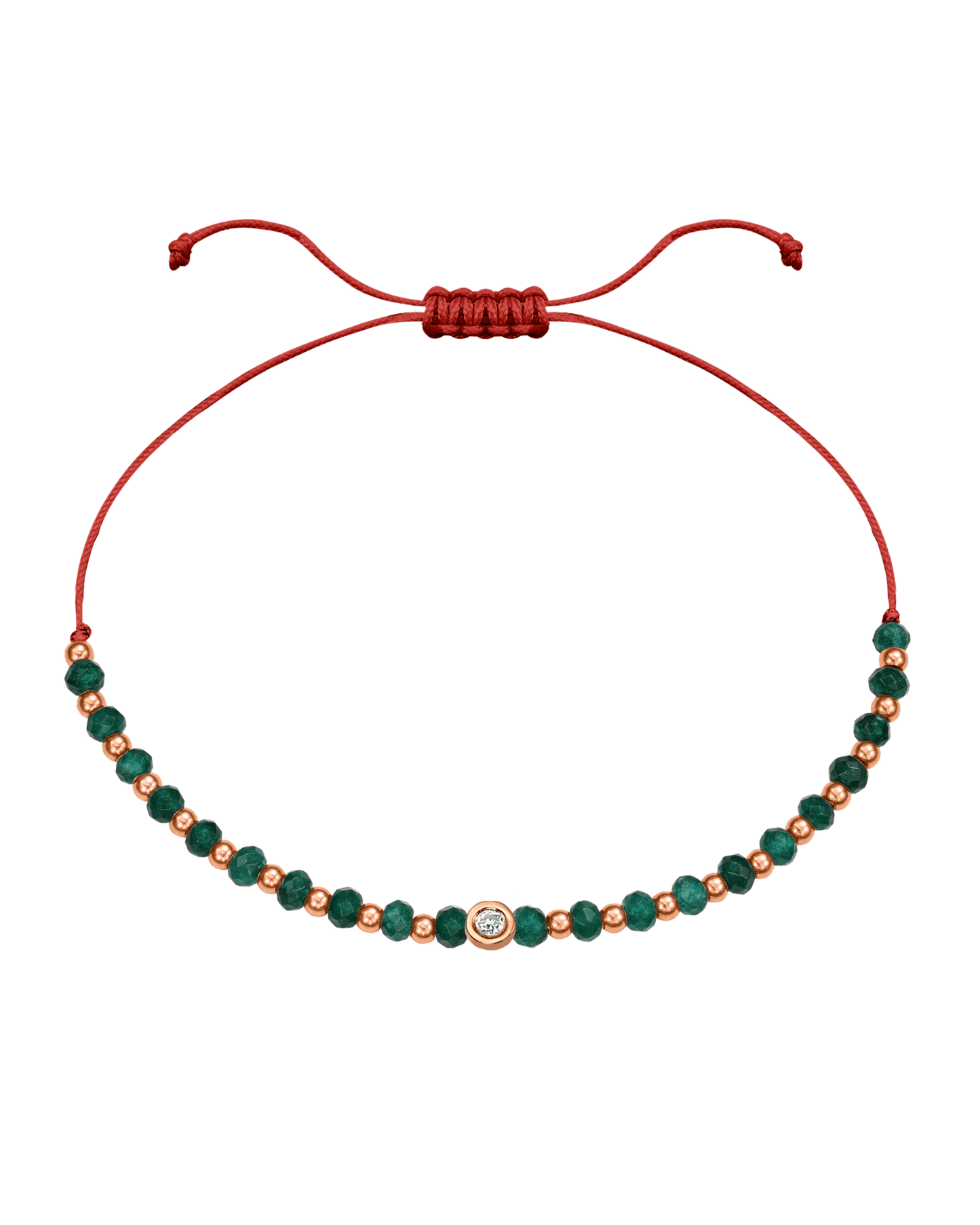 Aventurine Gemstone String of Love Bracelet for Luck - 14K Rose Gold Bracelets 14K Solid Gold Red Small: 0.03ct