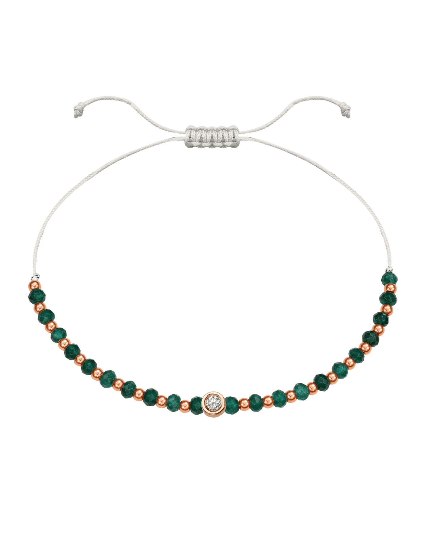 Aventurine Gemstone String of Love Bracelet for Luck - 14K Rose Gold Bracelets 14K Solid Gold Pearl Medium: 0.04ct