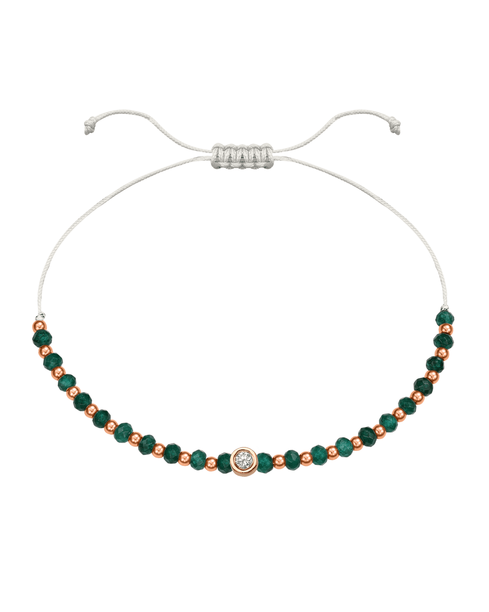 Aventurine Gemstone String of Love Bracelet for Luck - 14K Rose Gold Bracelets 14K Solid Gold Pearl Medium: 0.04ct