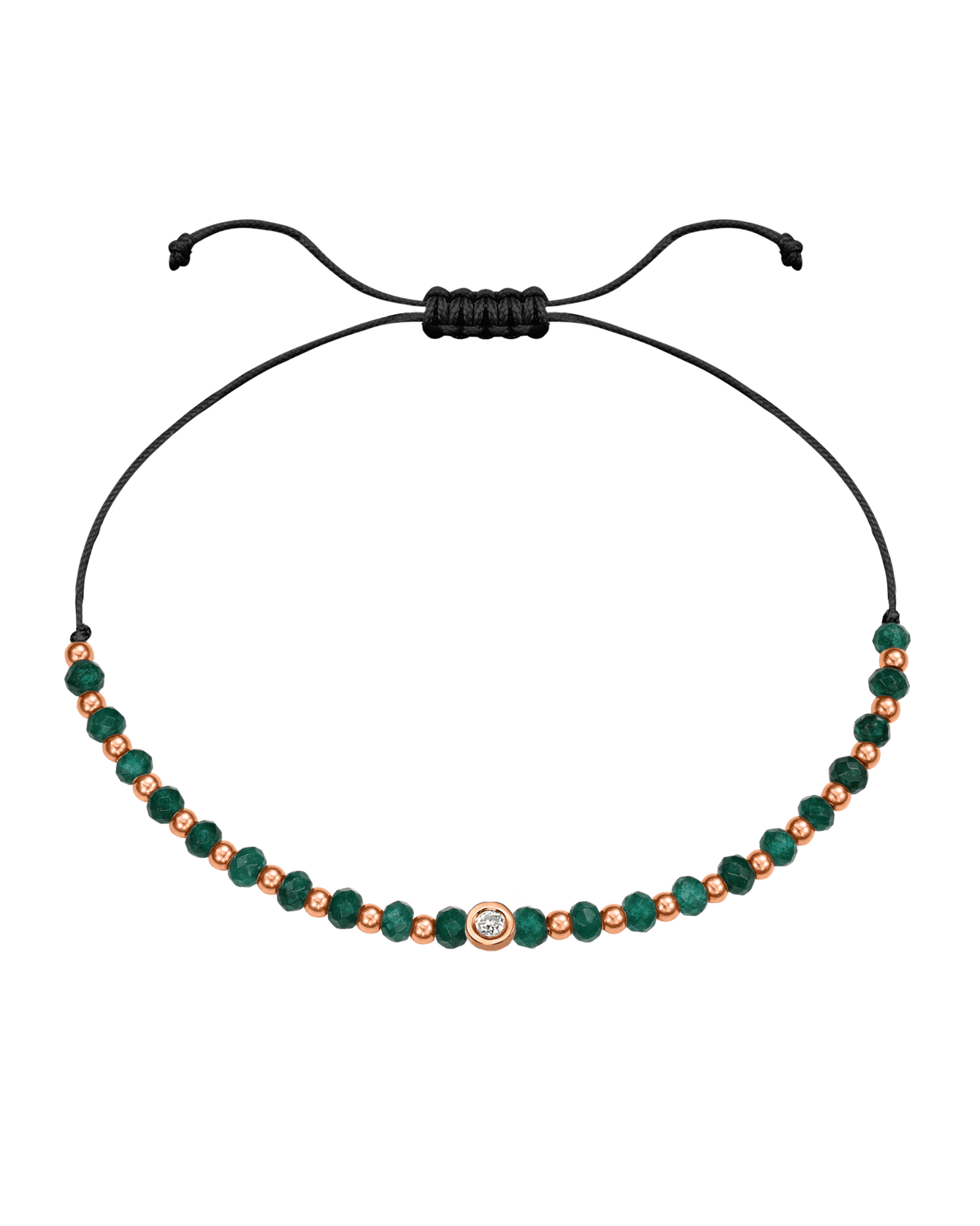 Aventurine Gemstone String of Love Bracelet for Luck - 14K Rose Gold Bracelets 14K Solid Gold Black Small: 0.03ct