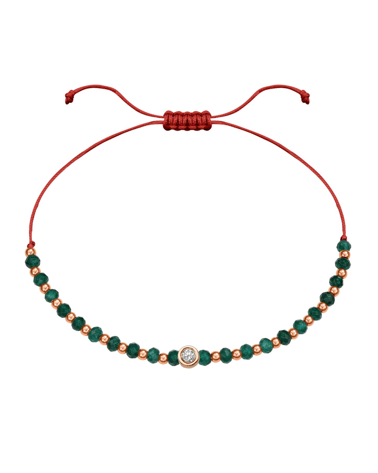 Aventurine Gemstone String of Love Bracelet for Luck - 14K Rose Gold Bracelets 14K Solid Gold Red Medium: 0.04ct
