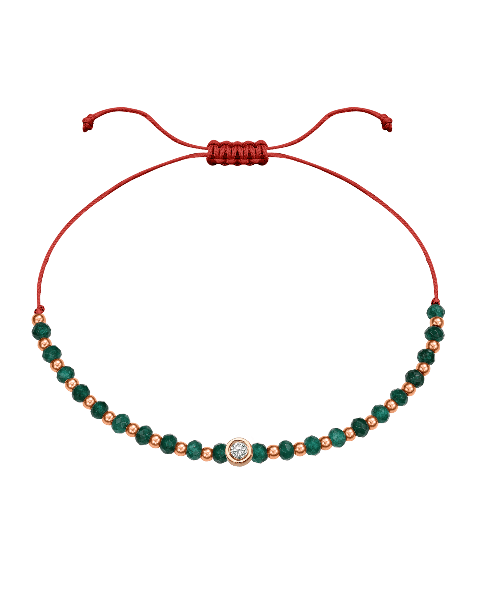 Aventurine Gemstone String of Love Bracelet for Luck - 14K Rose Gold Bracelets 14K Solid Gold Red Medium: 0.04ct