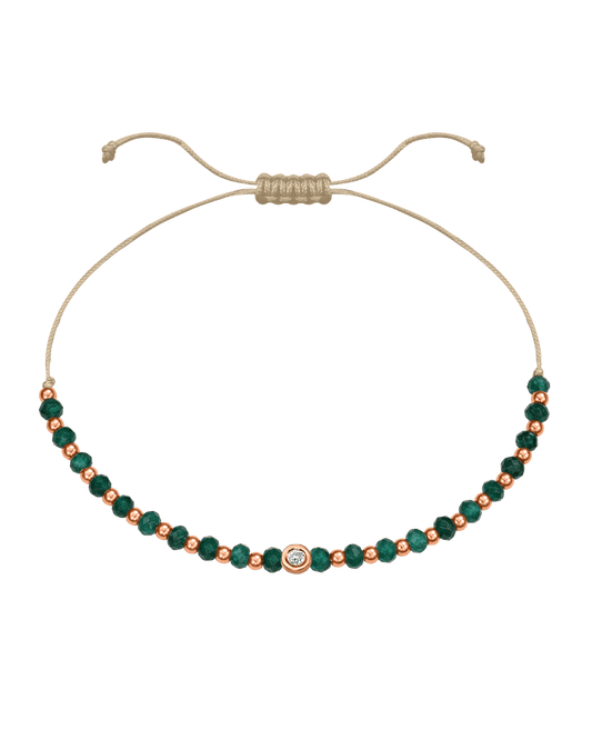 Aventurine Gemstone String of Love Bracelet for Luck - 14K Rose Gold Bracelets 14K Solid Gold Beige Small: 0.03ct