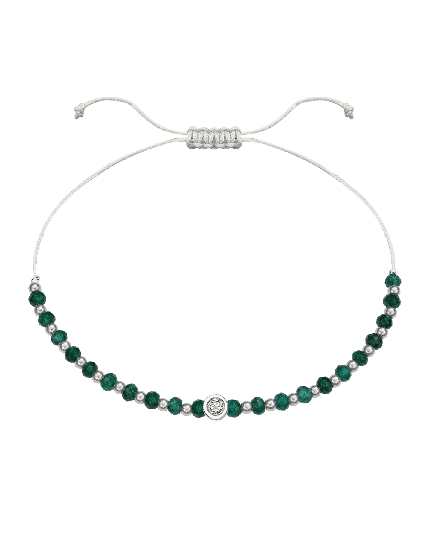 Aventurine Gemstone String of Love Bracelet for Luck - 14K White Gold Bracelets 14K Solid Gold Pearl Medium: 0.04ct