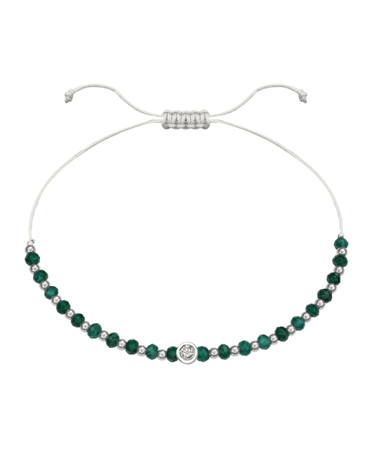 Aventurine Gemstone String of Love Bracelet for Luck - 14K White Gold Bracelets 14K Solid Gold Pearl Medium: 0.04ct