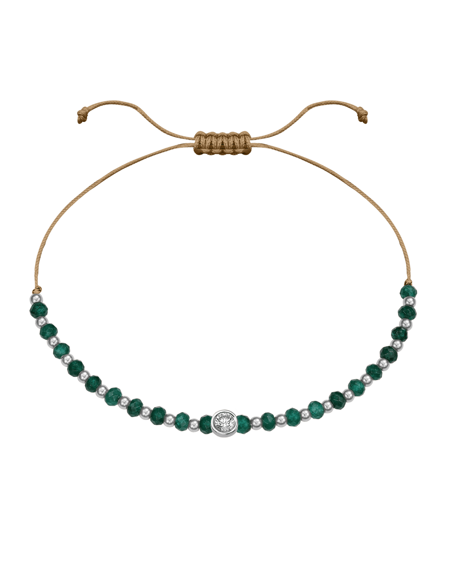 Aventurine Gemstone String of Love Bracelet for Luck - 14K White Gold Bracelets 14K Solid Gold Camel Large: 0.1ct