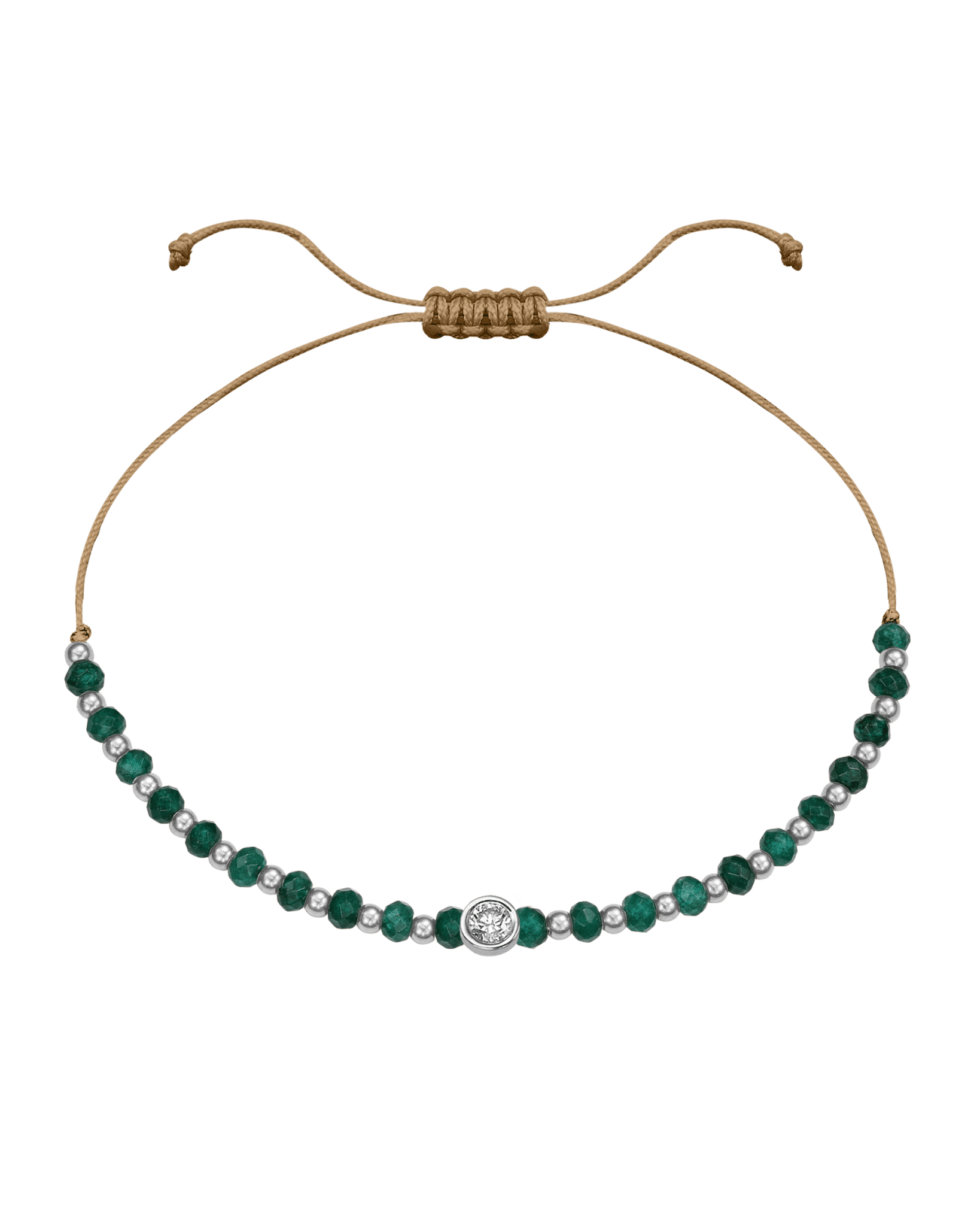 Aventurine Gemstone String of Love Bracelet for Luck - 14K White Gold Bracelets 14K Solid Gold Camel Large: 0.1ct