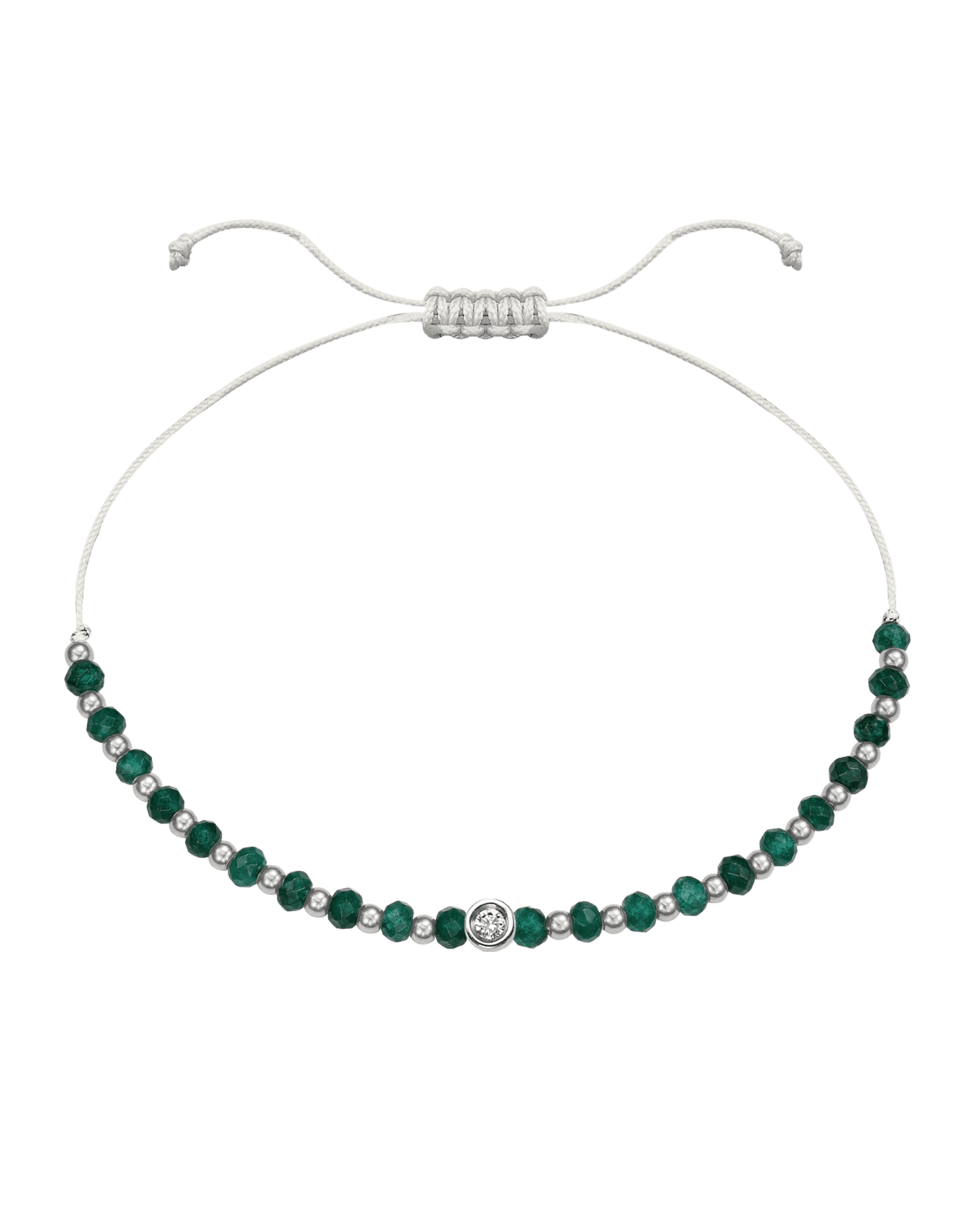 Aventurine Gemstone String of Love Bracelet for Luck - 14K White Gold Bracelets 14K Solid Gold Pearl Small: 0.03ct