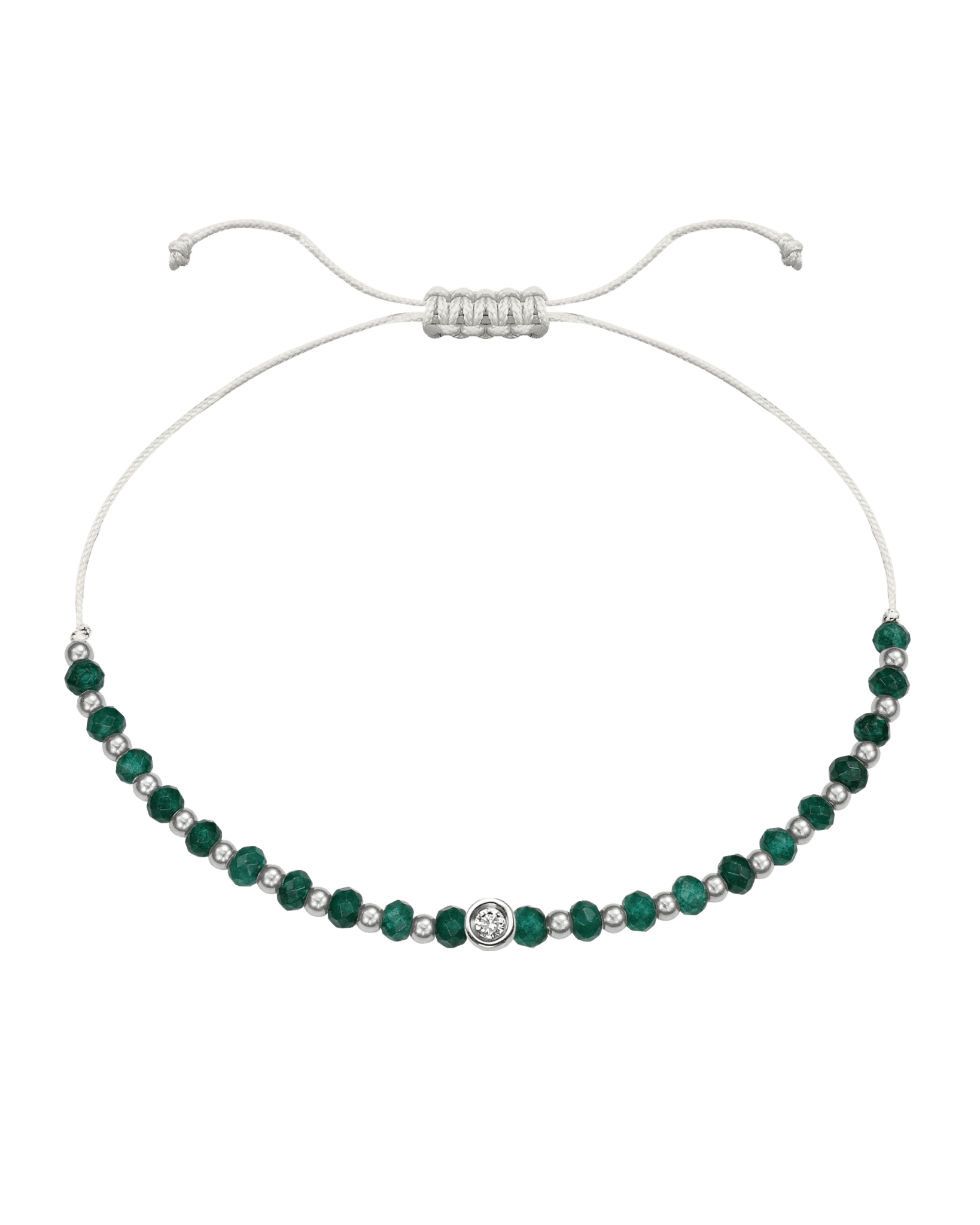 Aventurine Gemstone String of Love Bracelet for Luck - 14K White Gold Bracelets 14K Solid Gold Pearl Small: 0.03ct