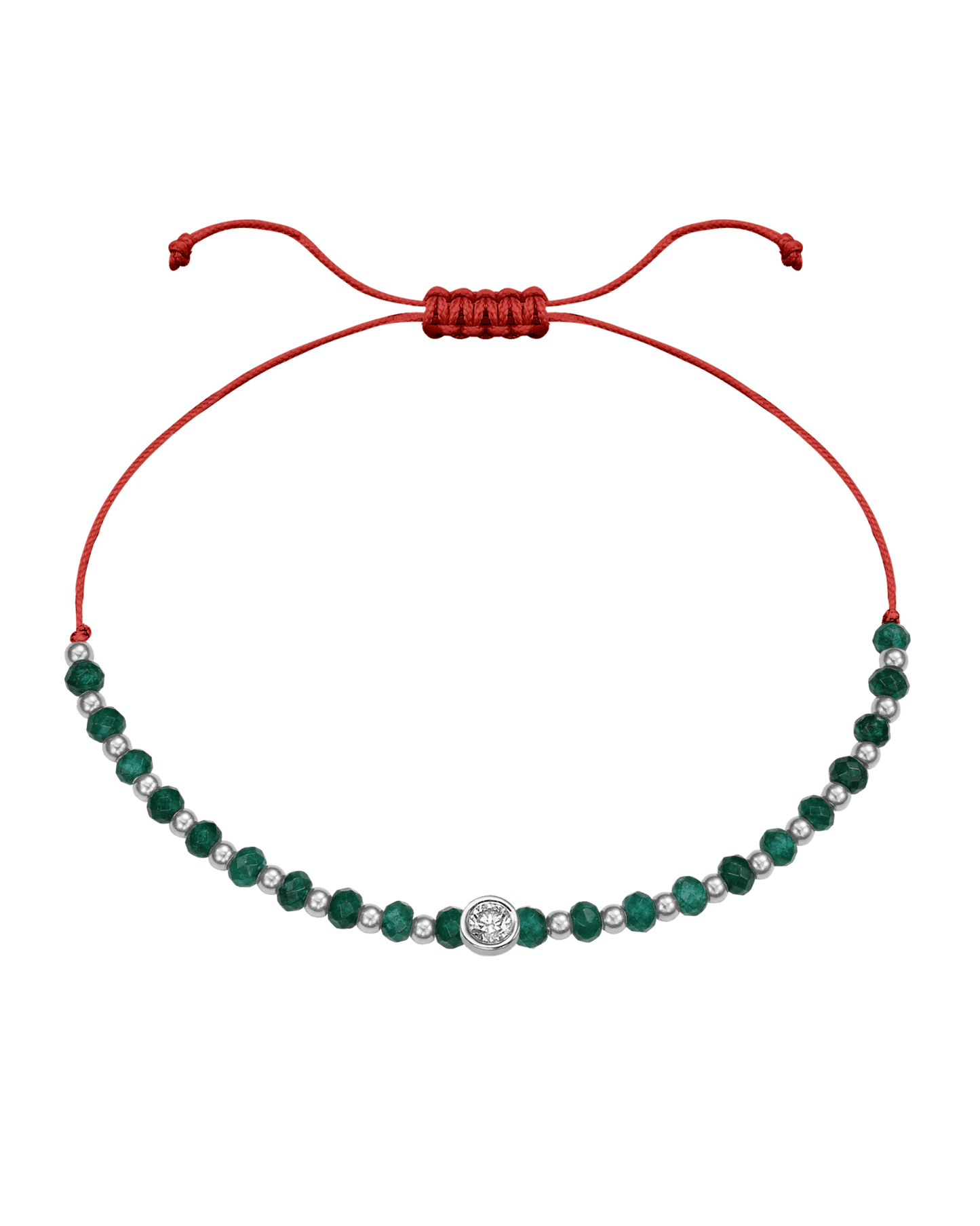 Aventurine Gemstone String of Love Bracelet for Luck - 14K White Gold Bracelets 14K Solid Gold Red Large: 0.1ct