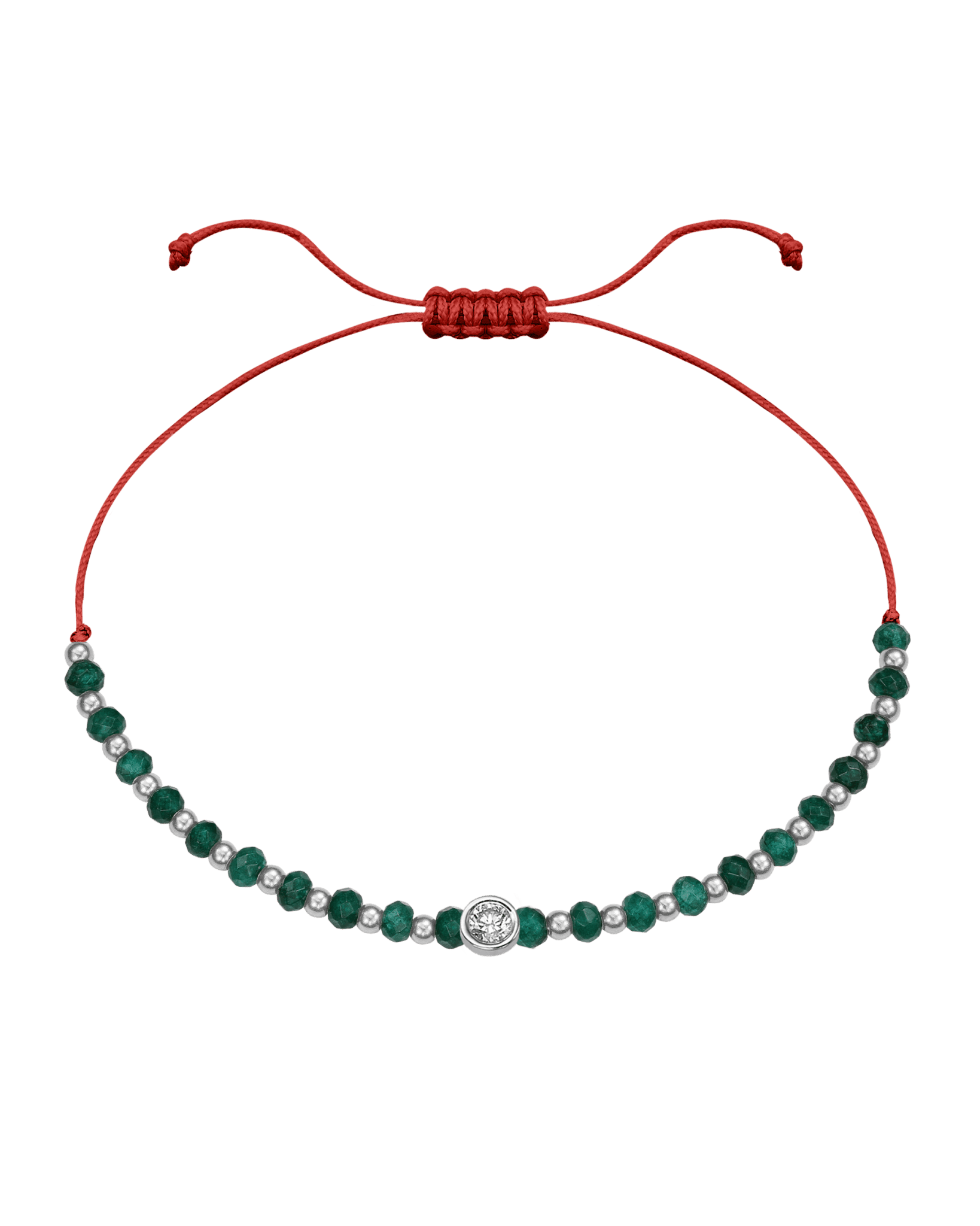 Aventurine Gemstone String of Love Bracelet for Luck - 14K White Gold Bracelets 14K Solid Gold Red Large: 0.1ct