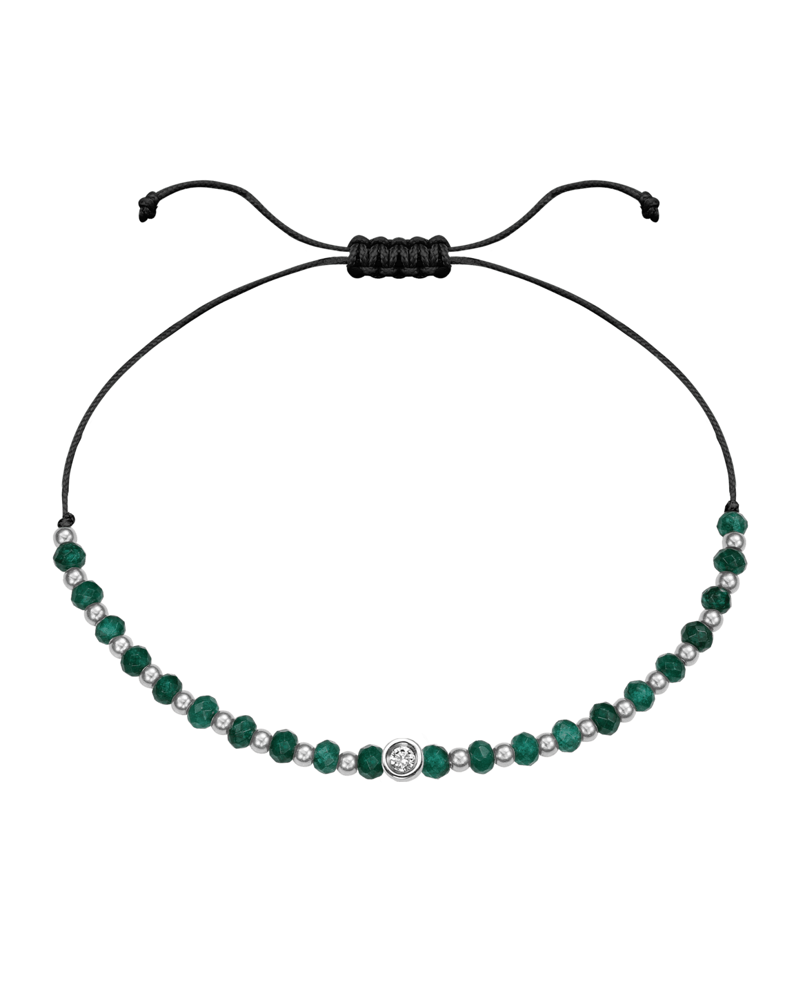 Aventurine Gemstone String of Love Bracelet for Luck - 14K White Gold Bracelets 14K Solid Gold Black Small: 0.03ct