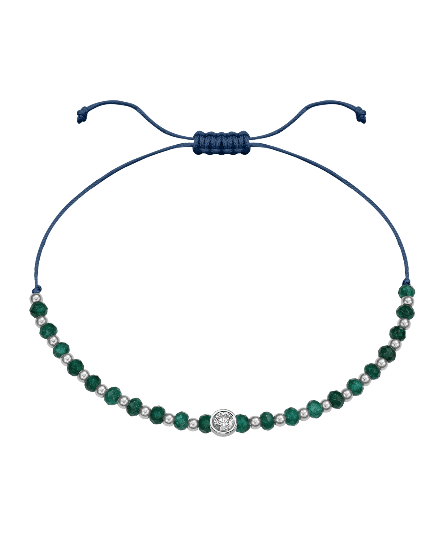 Aventurine Gemstone String of Love Bracelet for Luck - 14K White Gold Bracelets 14K Solid Gold Indigo Large: 0.1ct