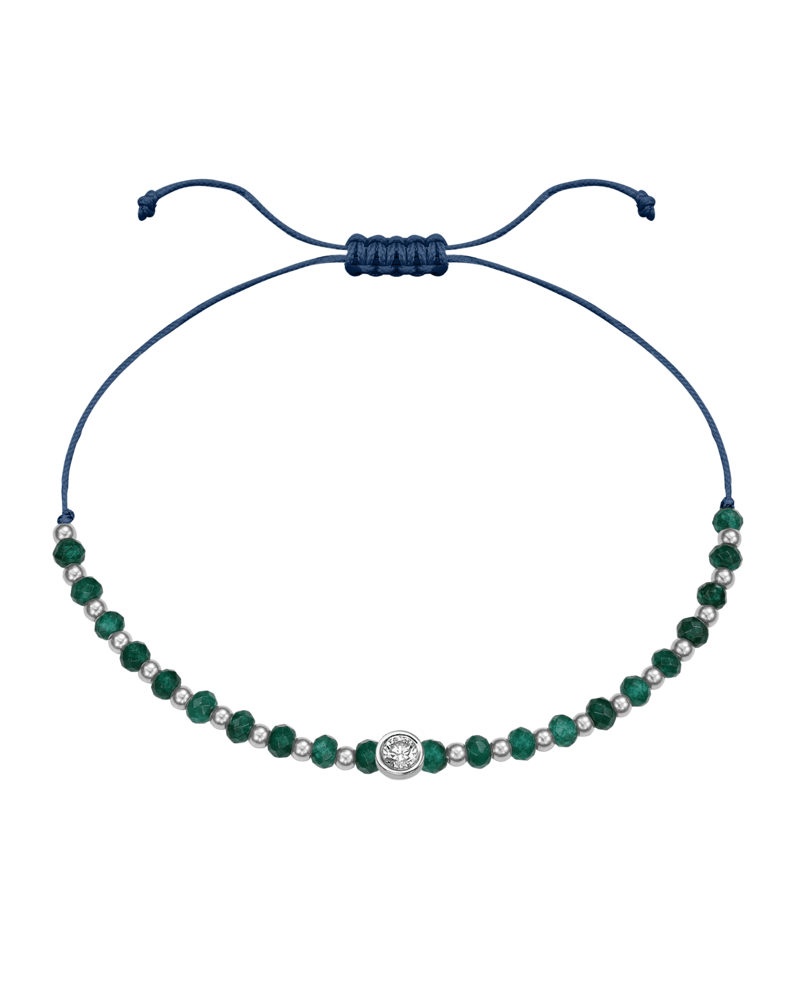 Aventurine Gemstone String of Love Bracelet for Luck - 14K White Gold Bracelets 14K Solid Gold Indigo Large: 0.1ct