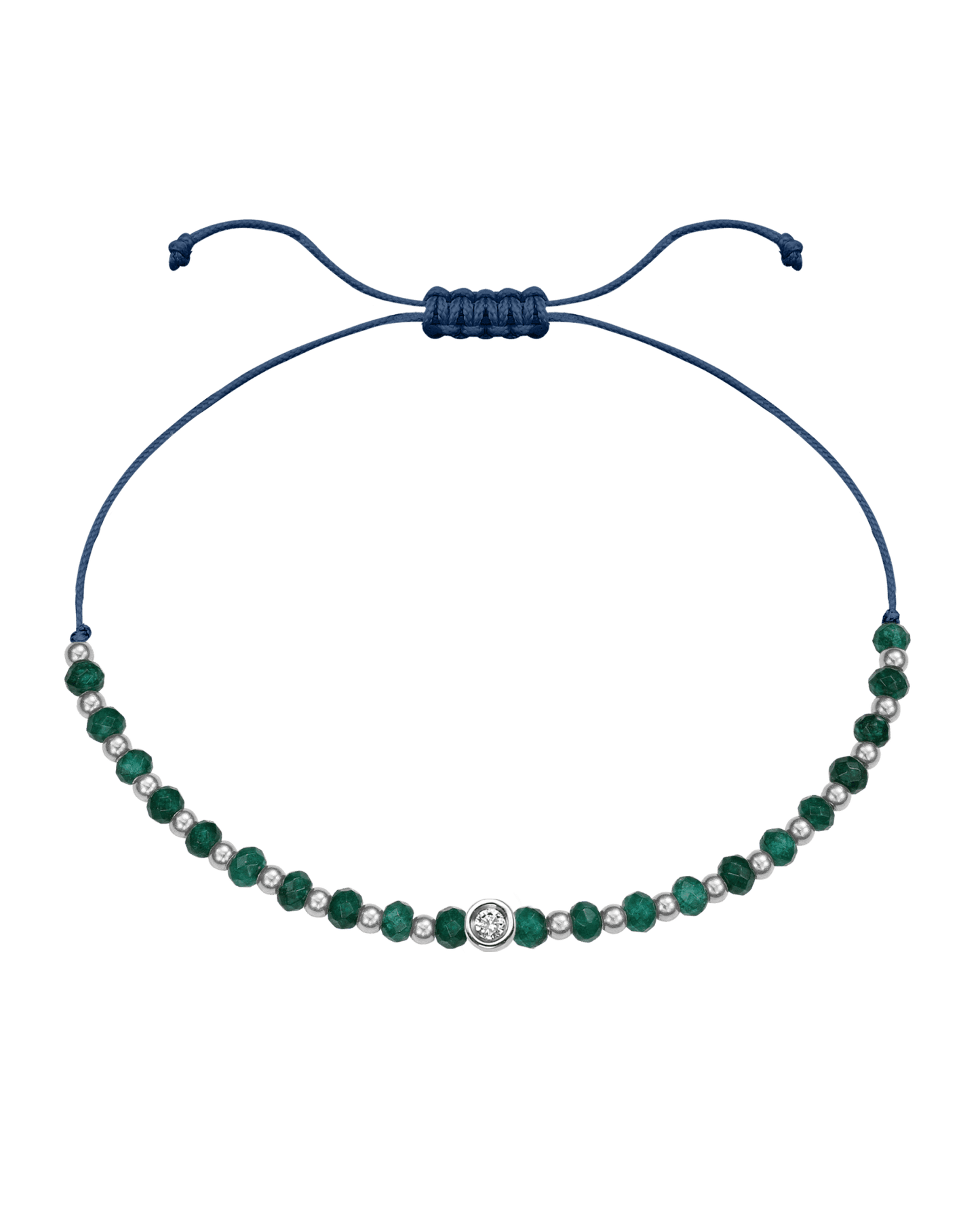 Aventurine Gemstone String of Love Bracelet for Luck - 14K White Gold Bracelets 14K Solid Gold Indigo Small: 0.03ct