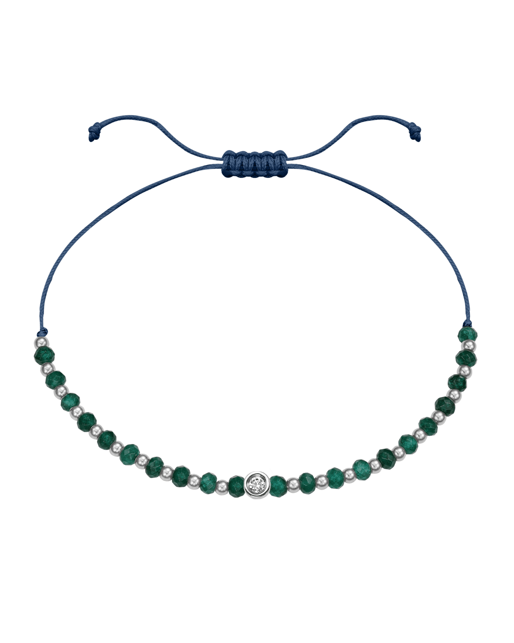 Aventurine Gemstone String of Love Bracelet for Luck - 14K White Gold Bracelets 14K Solid Gold Indigo Small: 0.03ct
