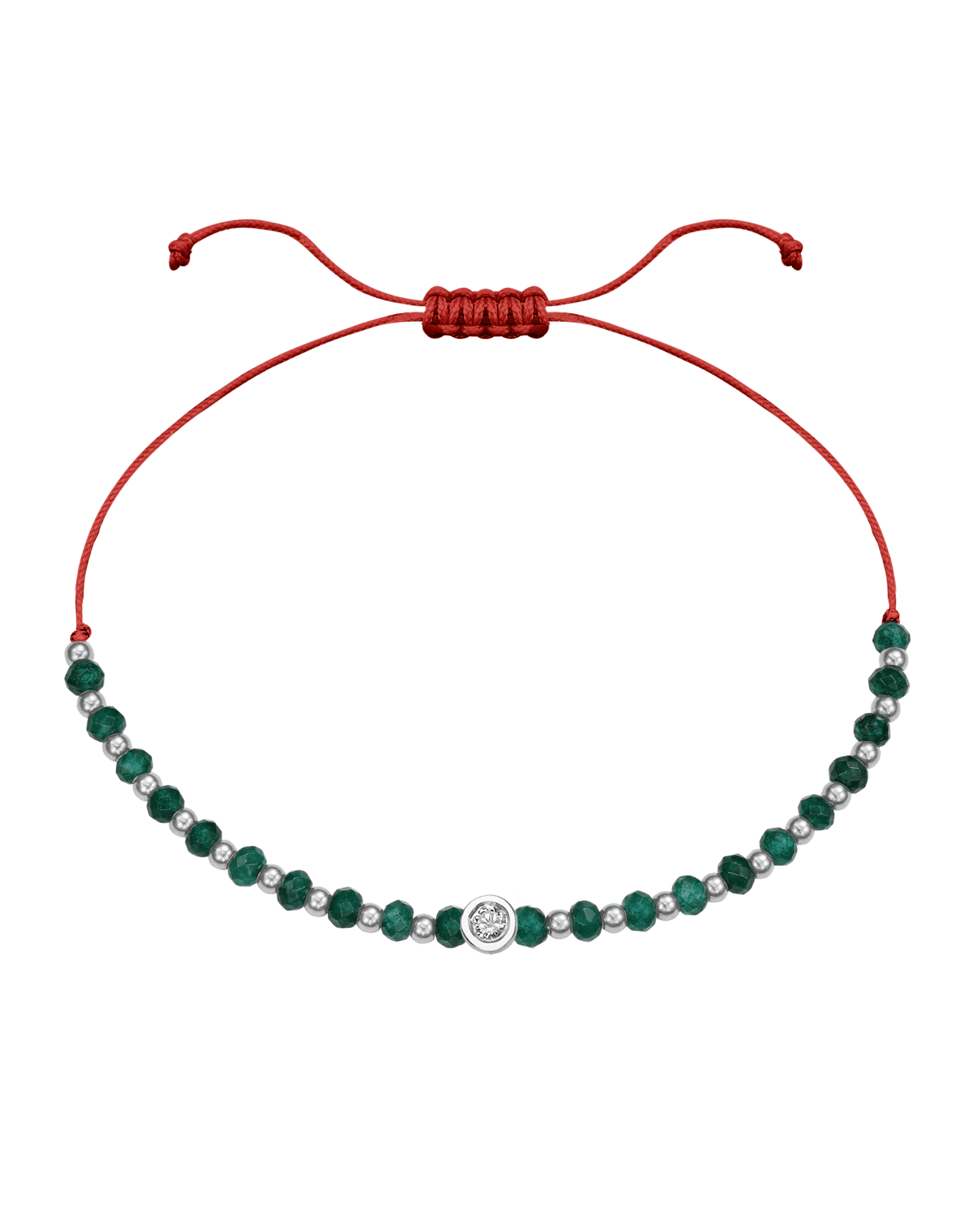 Aventurine Gemstone String of Love Bracelet for Luck - 14K White Gold Bracelets 14K Solid Gold Red Medium: 0.04ct