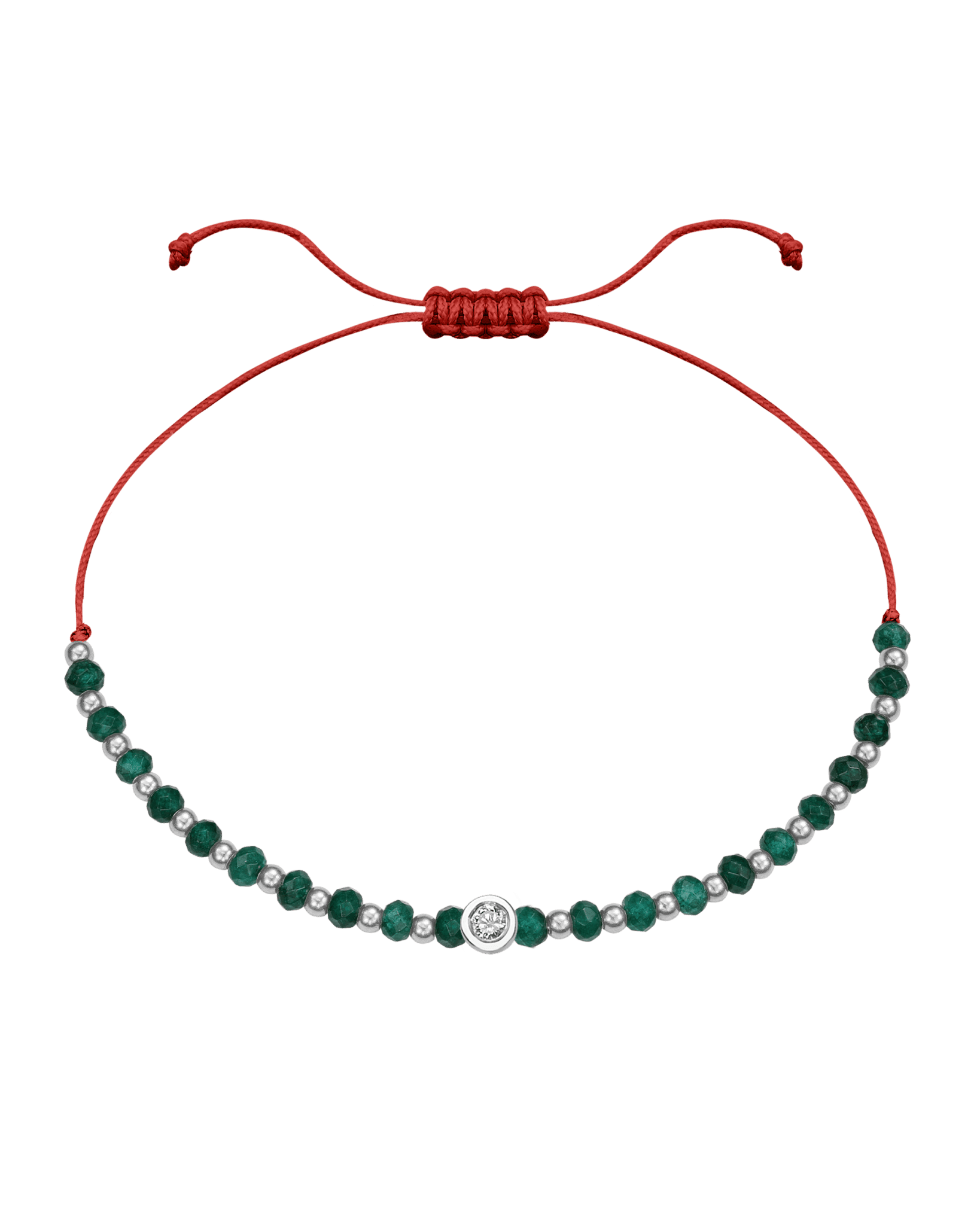 Aventurine Gemstone String of Love Bracelet for Luck - 14K White Gold Bracelets 14K Solid Gold Red Medium: 0.04ct