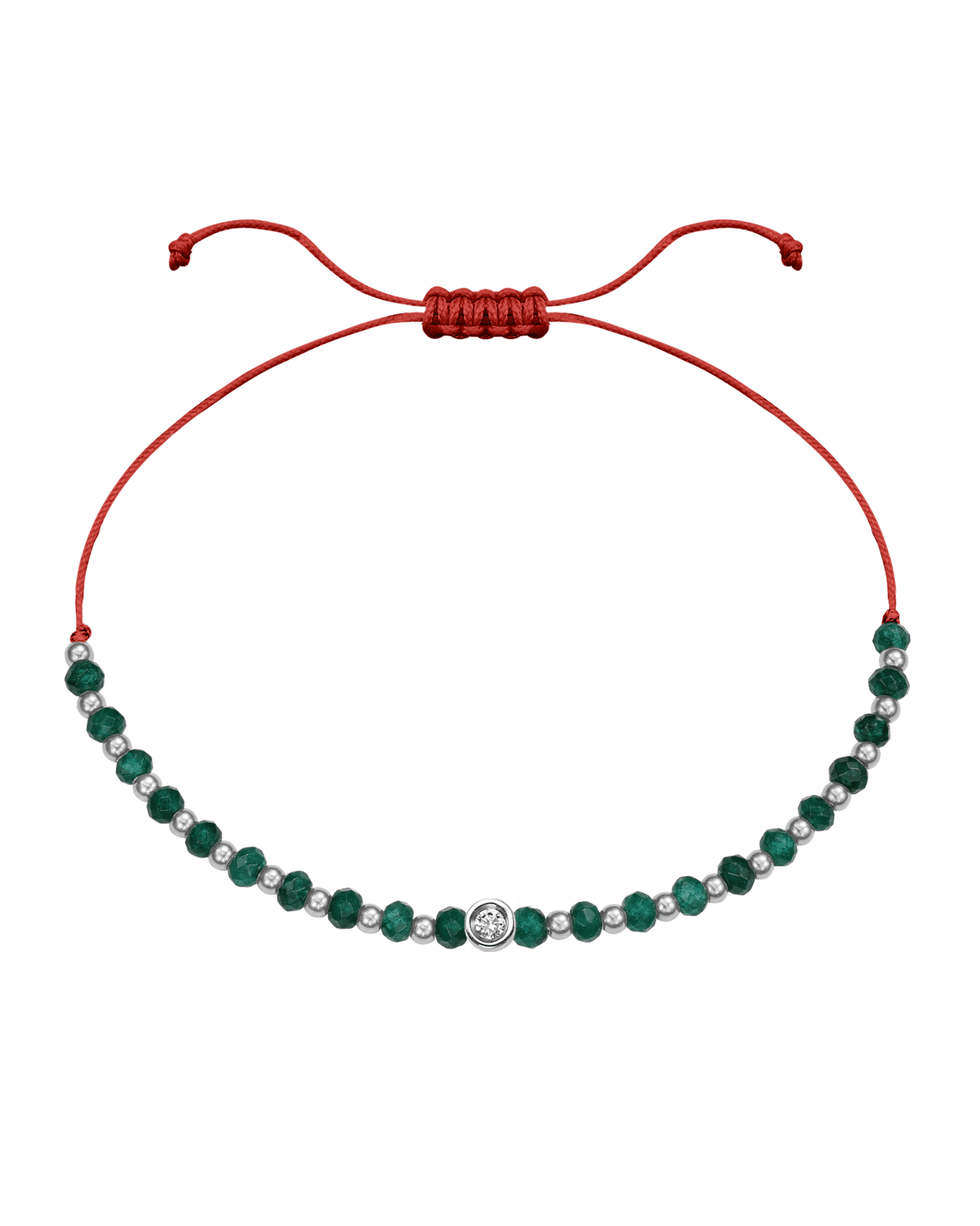 Aventurine Gemstone String of Love Bracelet for Luck - 14K White Gold Bracelets 14K Solid Gold Red Small: 0.03ct