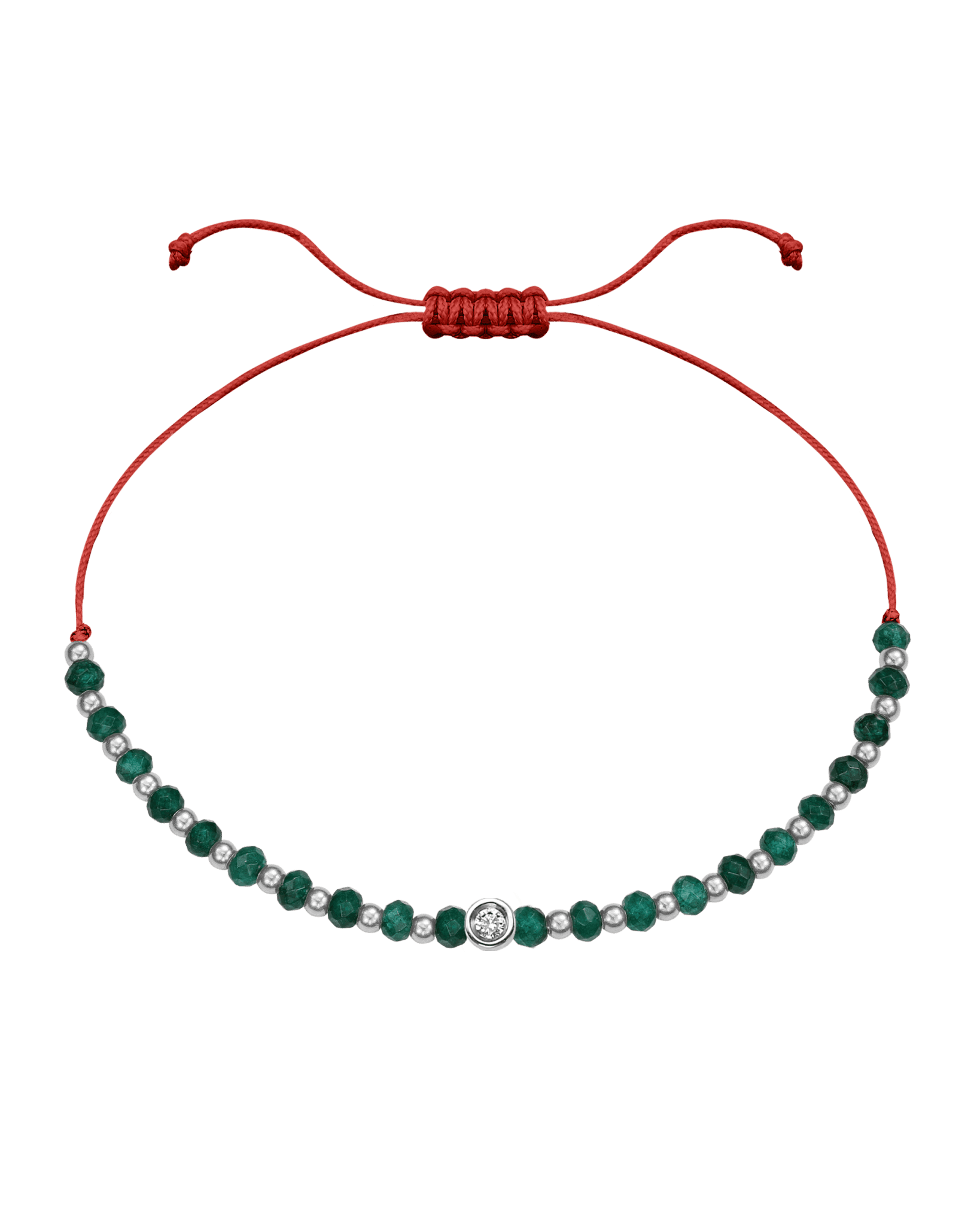 Aventurine Gemstone String of Love Bracelet for Luck - 14K White Gold Bracelets 14K Solid Gold Red Small: 0.03ct