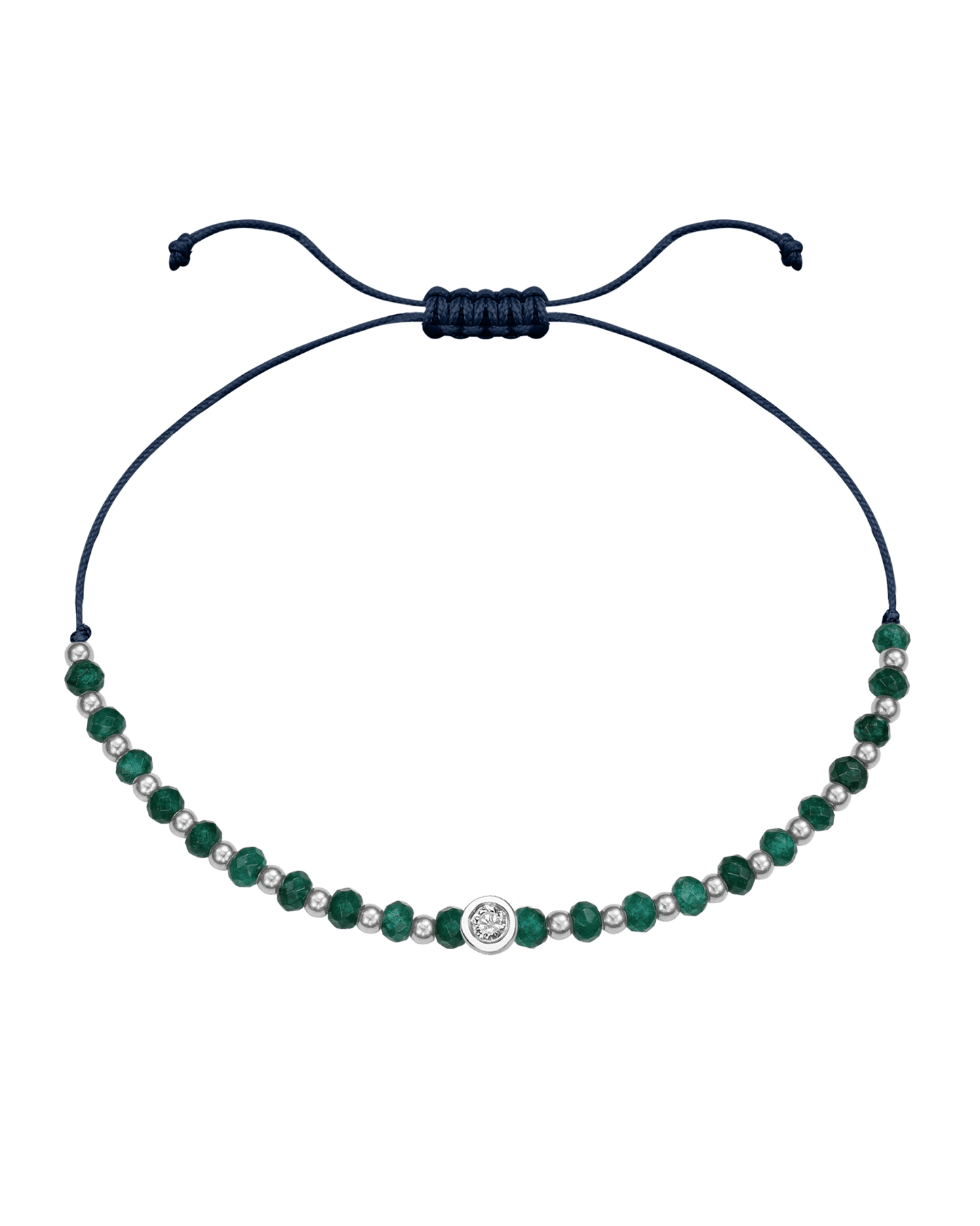 Aventurine Gemstone String of Love Bracelet for Luck - 14K White Gold Bracelets 14K Solid Gold Navy Blue Medium: 0.04ct