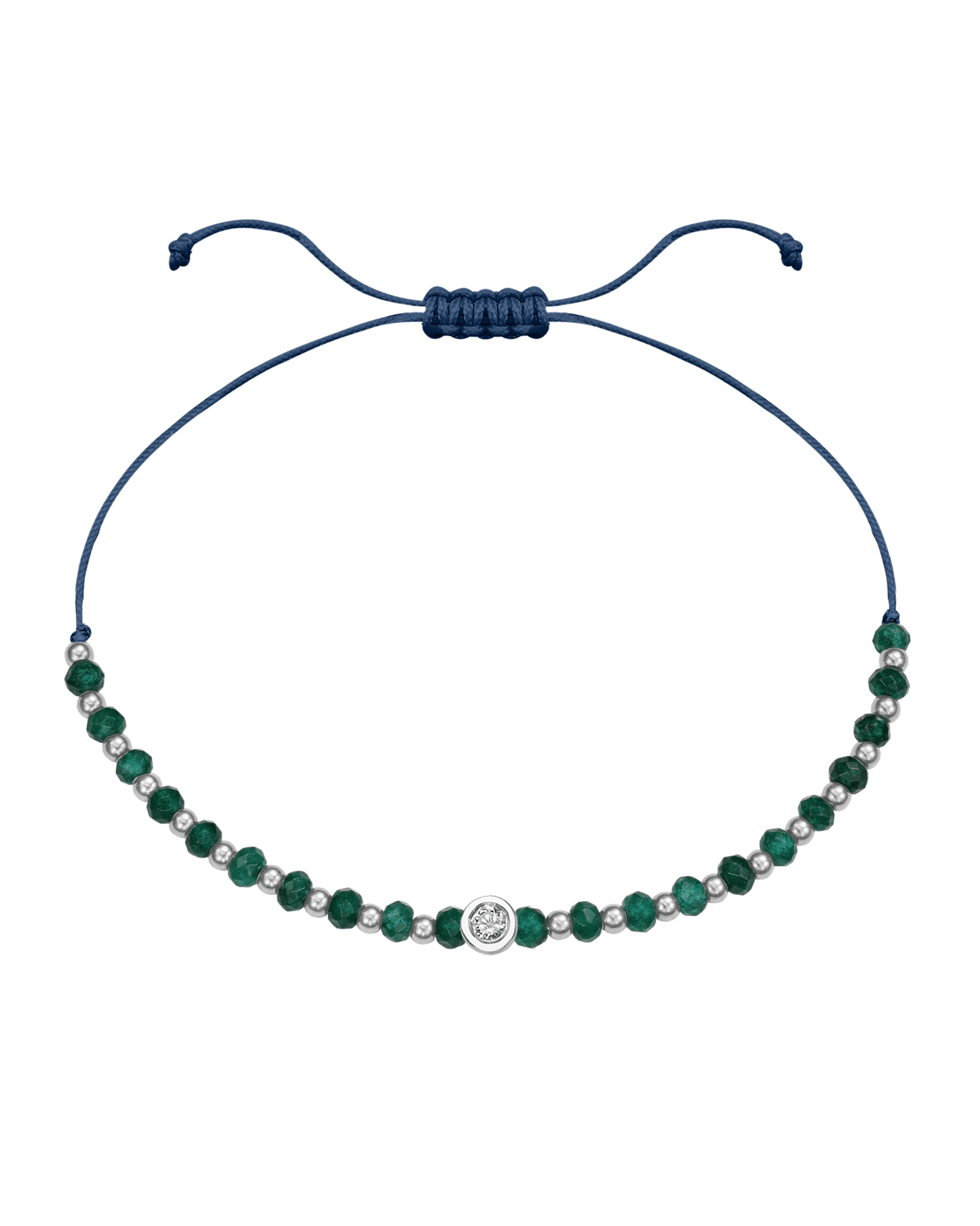 Aventurine Gemstone String of Love Bracelet for Luck - 14K White Gold Bracelets 14K Solid Gold Indigo Medium: 0.04ct