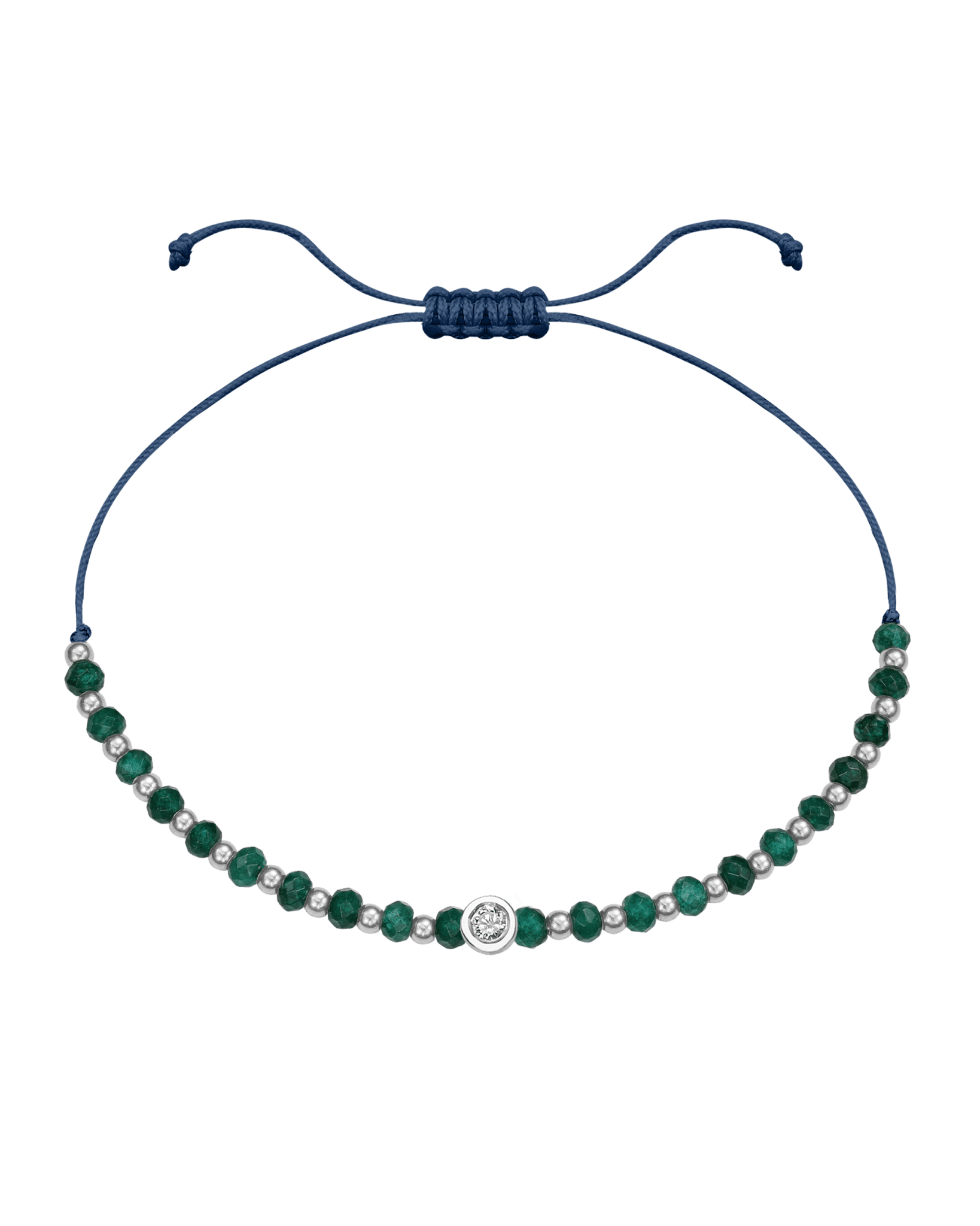 Aventurine Gemstone String of Love Bracelet for Luck - 14K White Gold Bracelets 14K Solid Gold Indigo Medium: 0.04ct