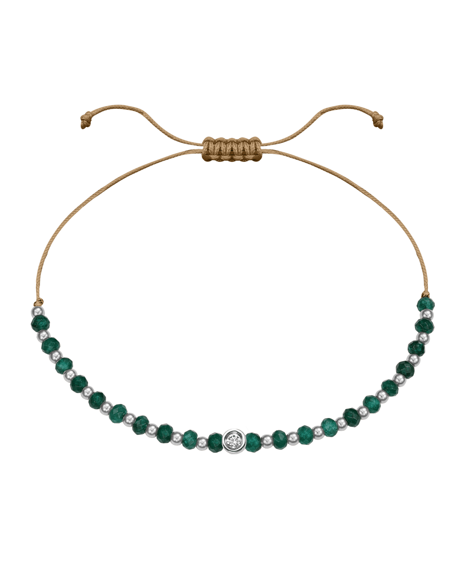 Aventurine Gemstone String of Love Bracelet for Luck - 14K White Gold Bracelets 14K Solid Gold Camel Small: 0.03ct