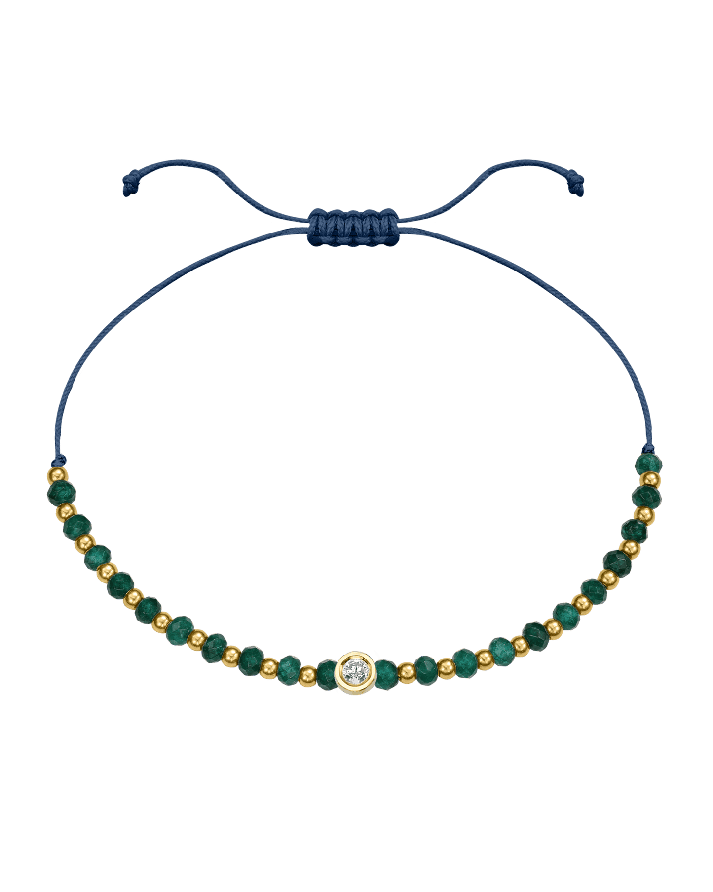 Aventurine Gemstone String of Love Bracelet for Luck - 14K Yellow Gold Bracelets 14K Solid Gold Indigo Medium: 0.04ct