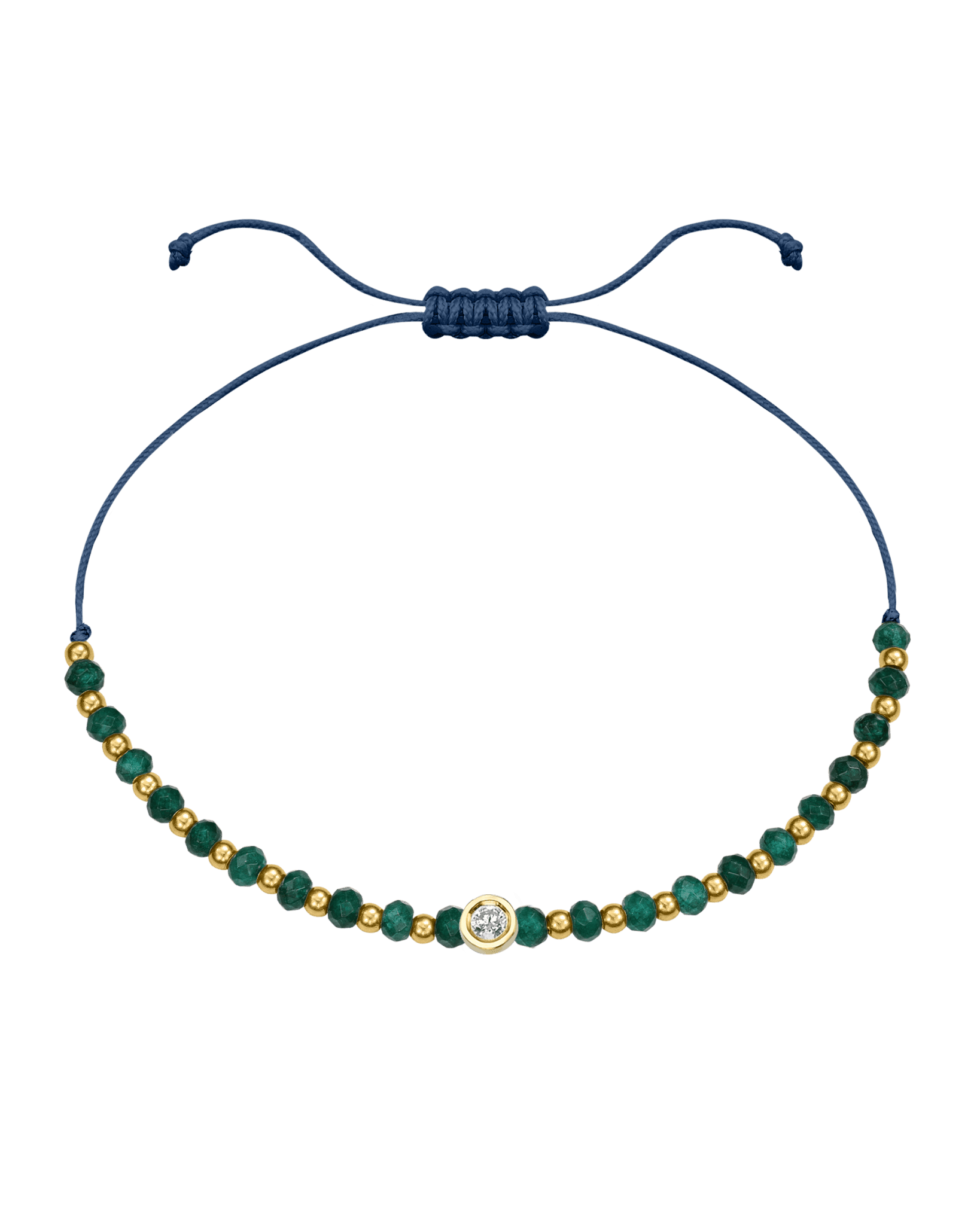 Aventurine Gemstone String of Love Bracelet for Luck - 14K Yellow Gold Bracelets 14K Solid Gold Indigo Medium: 0.04ct