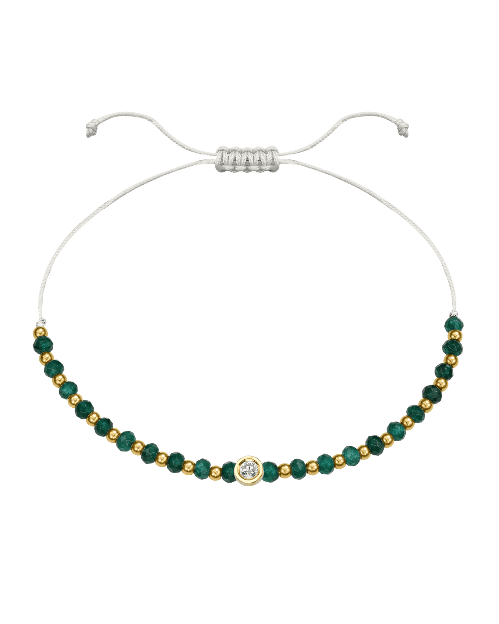 Aventurine Gemstone String of Love Bracelet for Luck - 14K Yellow Gold Bracelets 14K Solid Gold Pearl Medium: 0.04ct