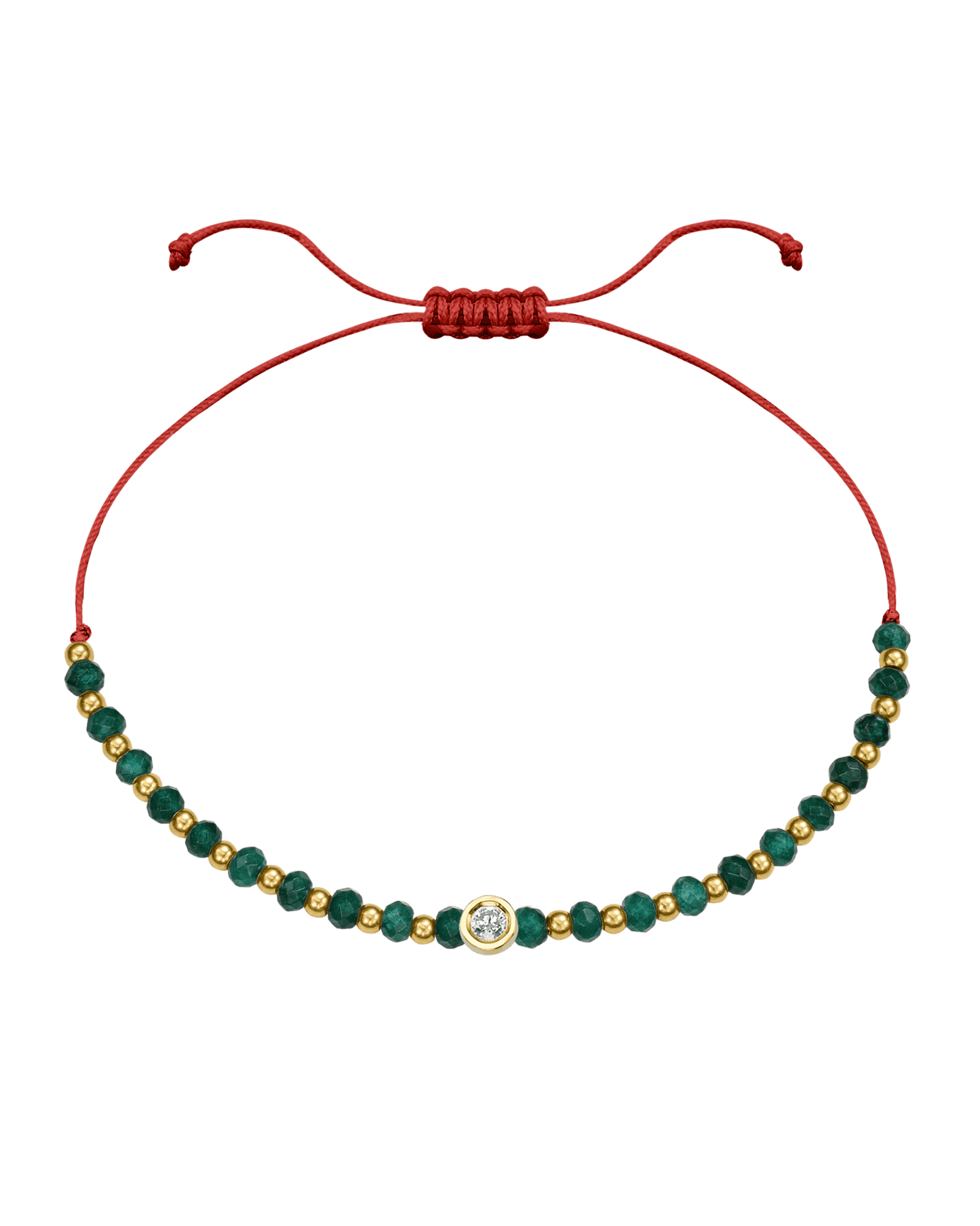 Aventurine Gemstone String of Love Bracelet for Luck - 14K Yellow Gold Bracelets 14K Solid Gold Red Medium: 0.04ct